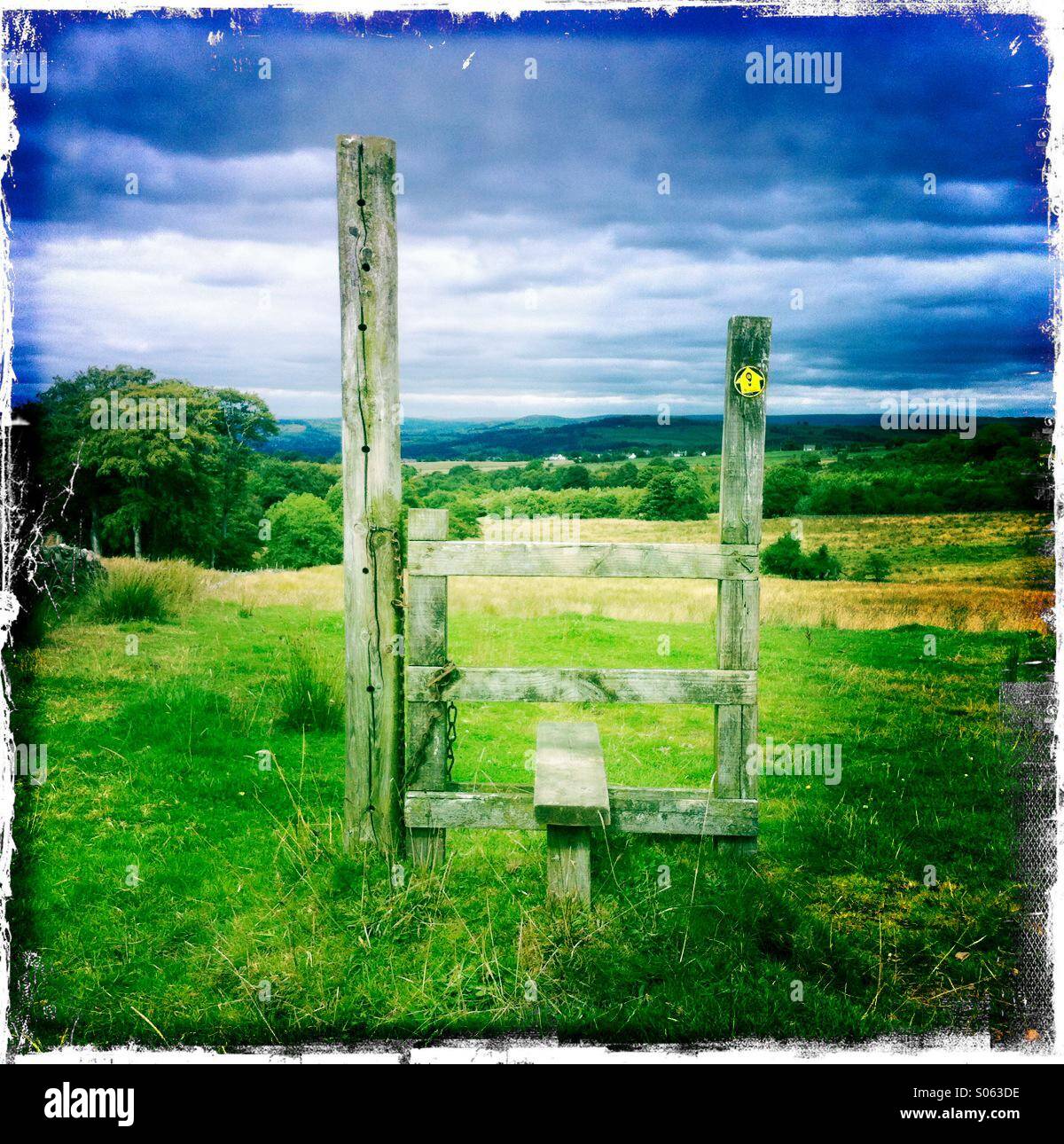 Unnecessary stile, near Disley, E.Cheshire - Smartphone Captured Stock Image