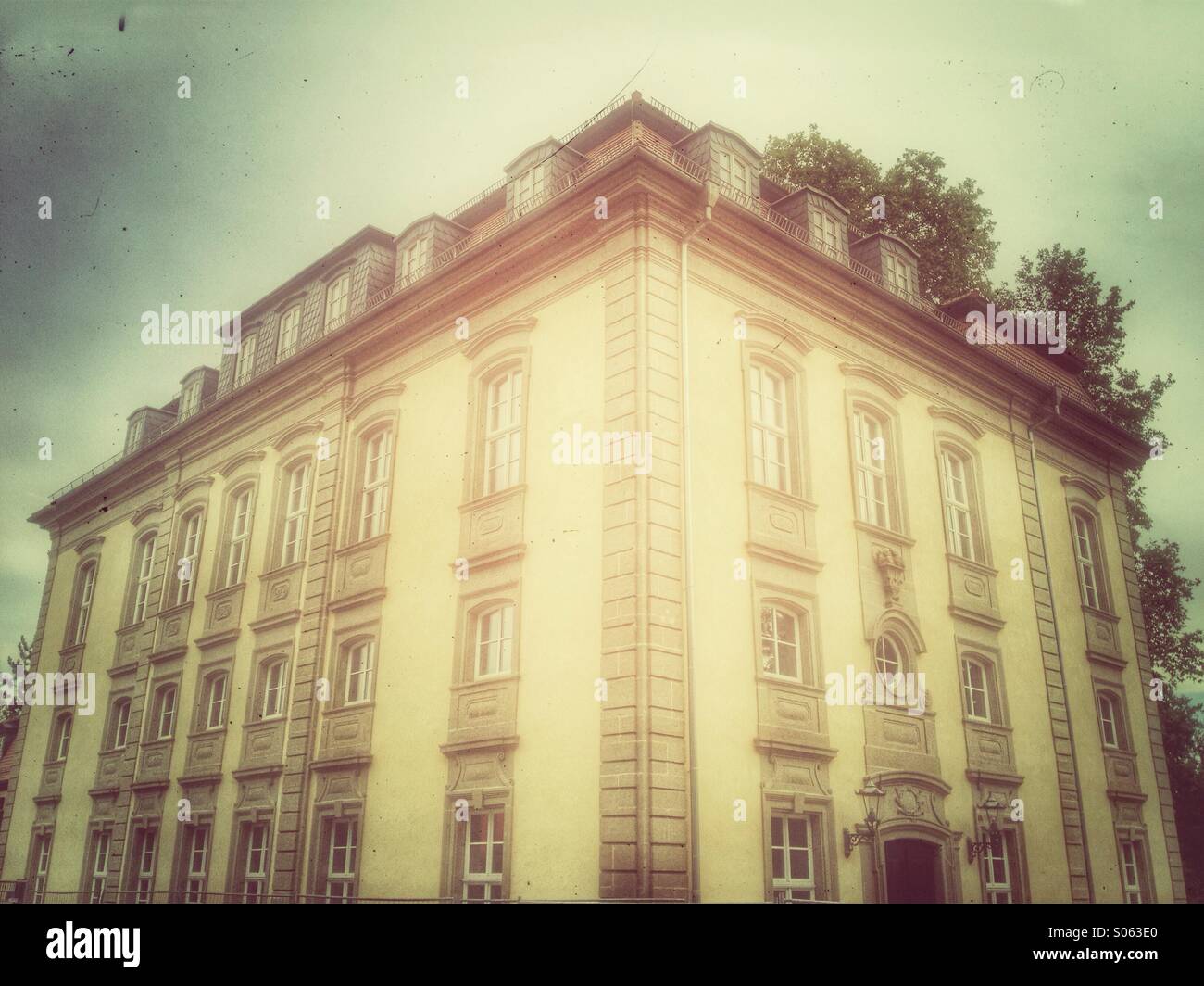 Antique baroque building. Retro styled postprocessing . - Smartphone Captured Stock Image