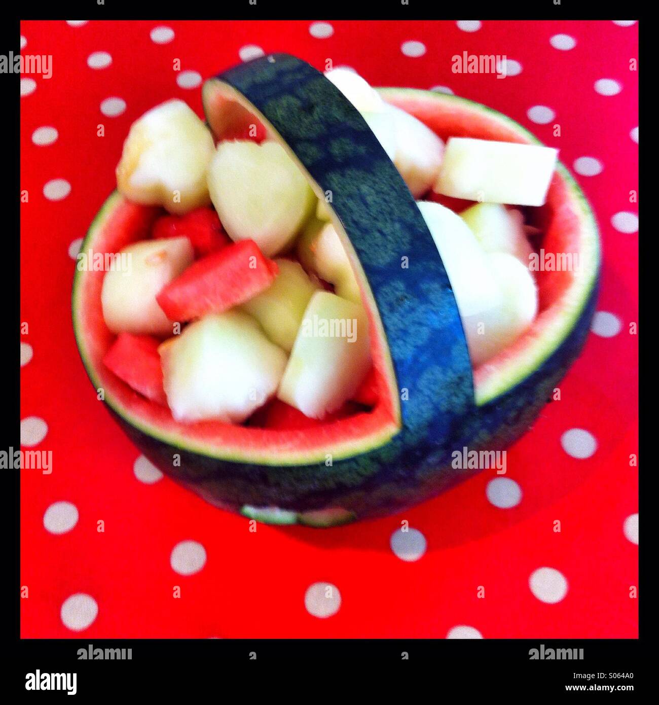 Mellon basket fruit salad - Smartphone Captured Stock Image