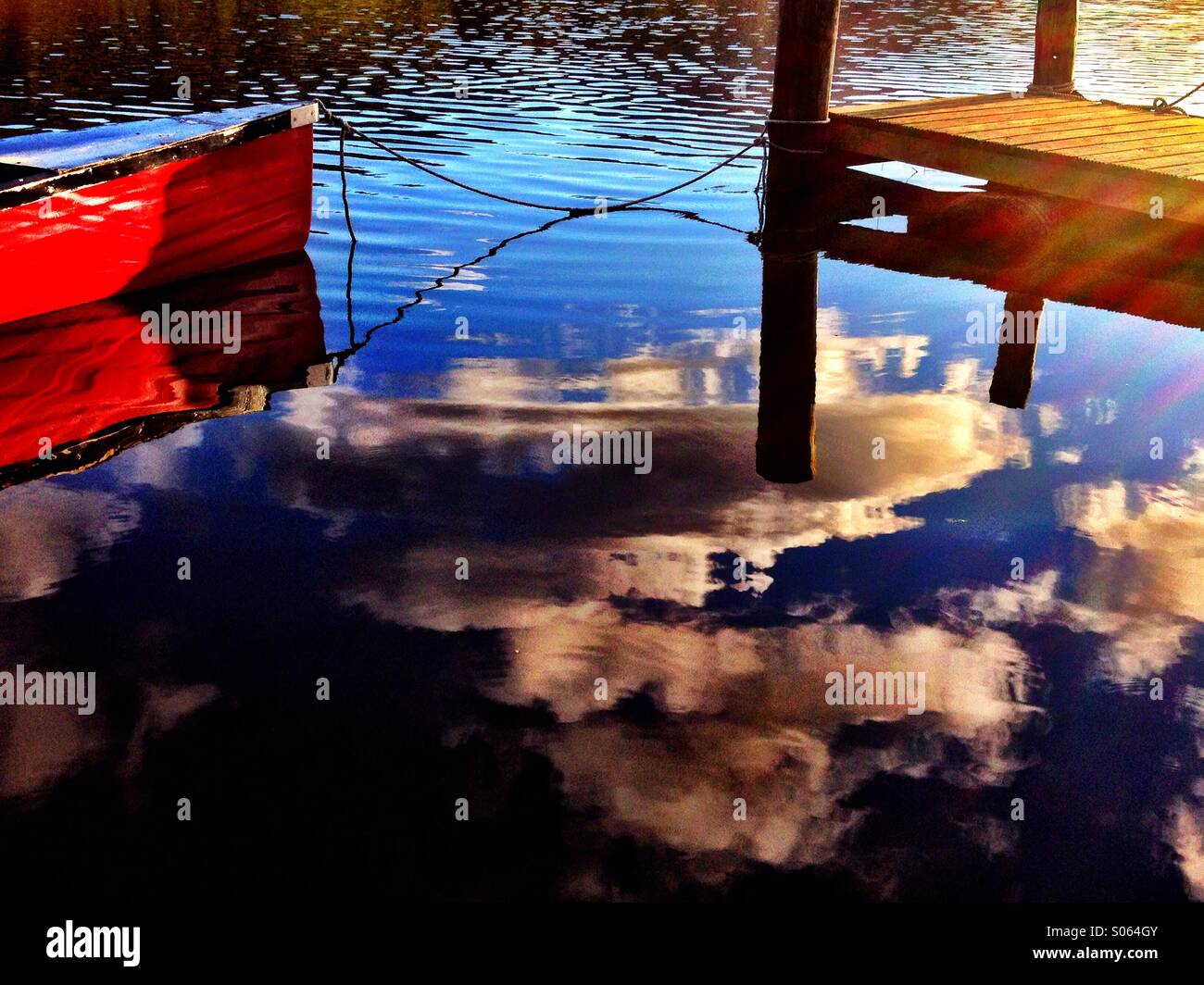 Red Boat Mooring - Smartphone Captured Stock Image