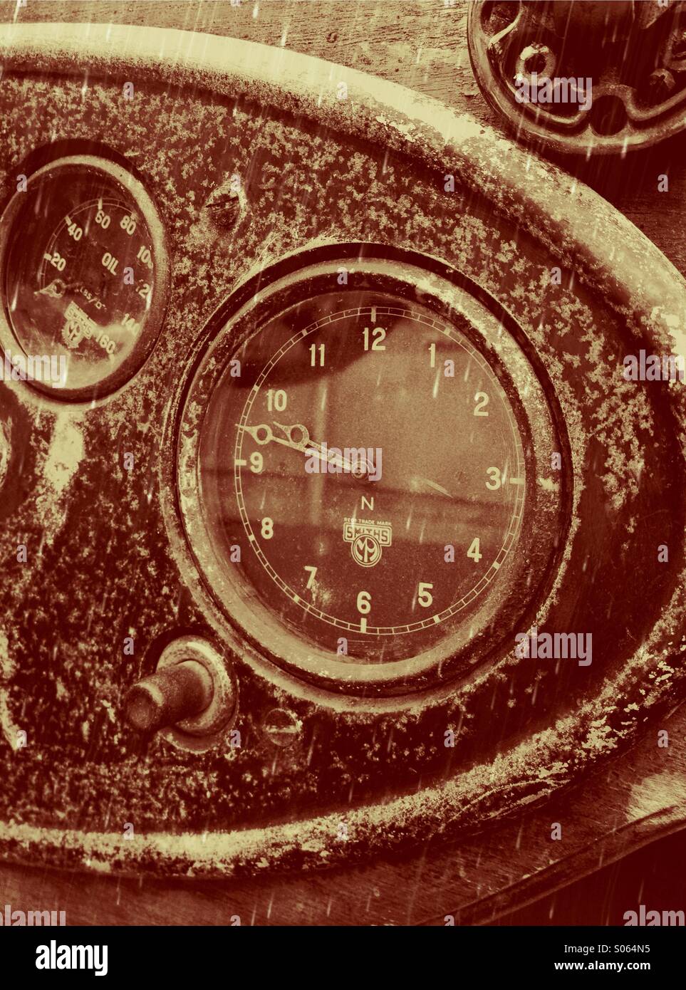 Close up of vintage car controls Stock Photo