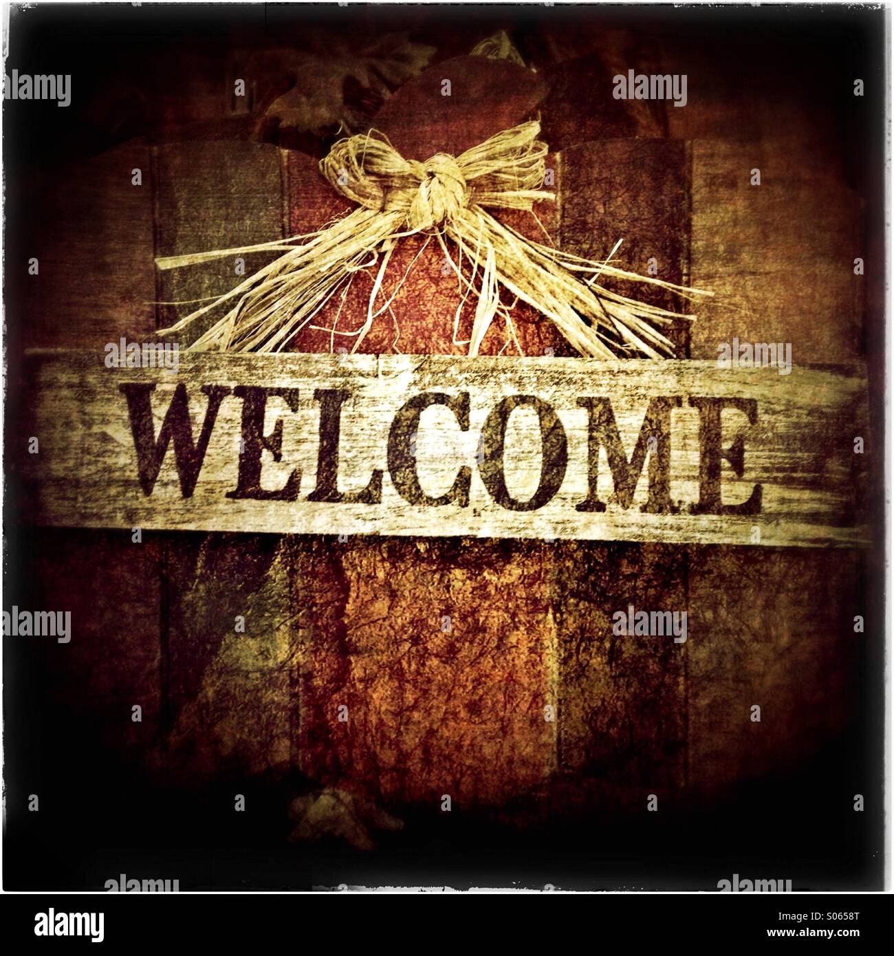 Rustic Welcome Sign Stock Photo - Alamy