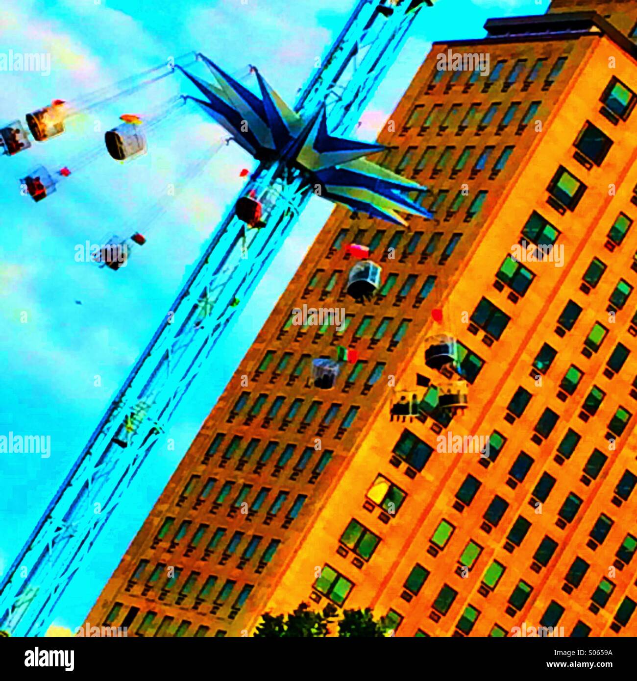 Swinging by the tower - Smartphone Captured Stock Image