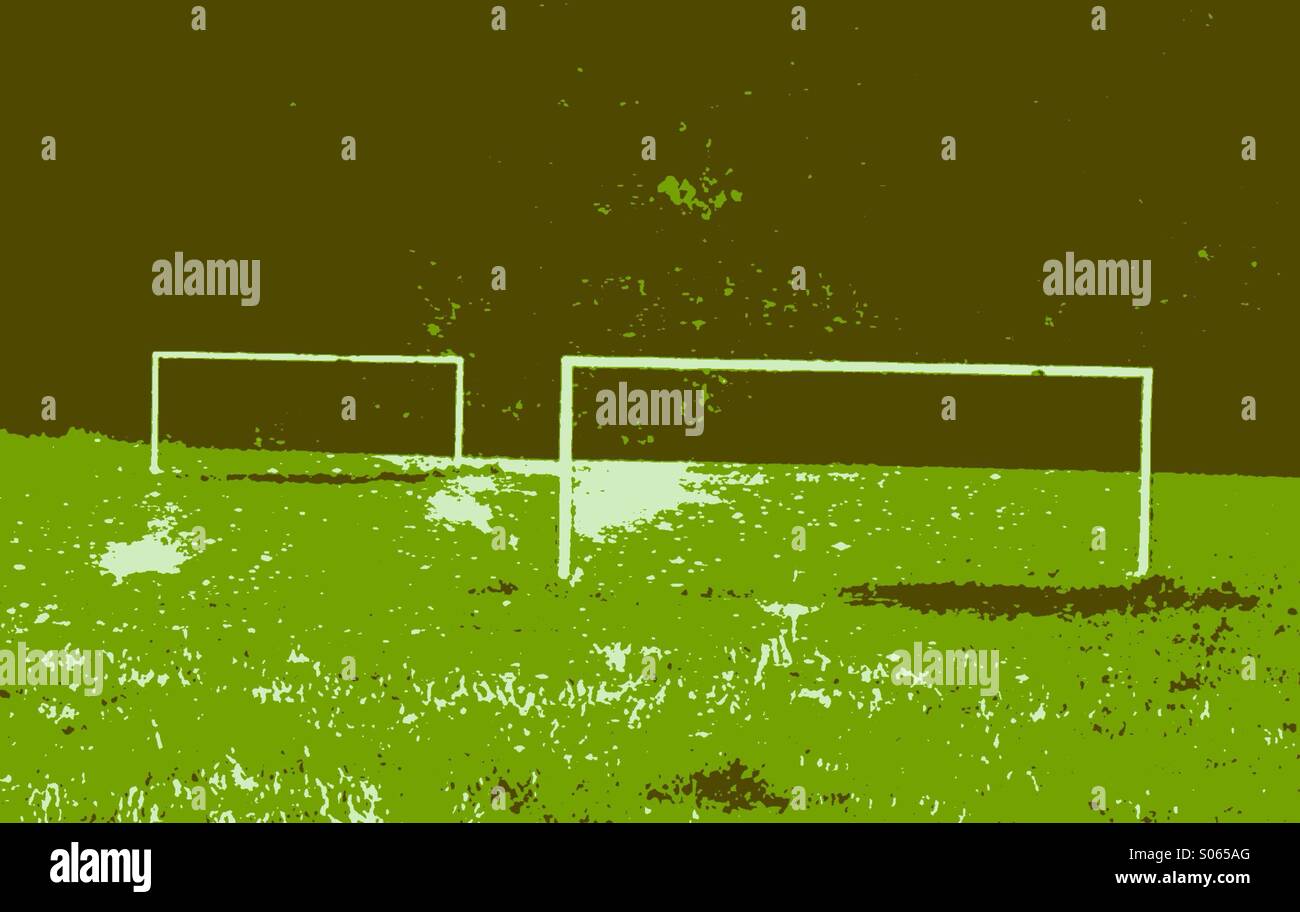 Stylised view of football pitch and goals Stock Photo