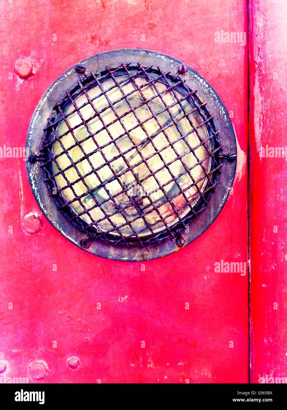 Close up of a vintage fire engine headlight Stock Photo