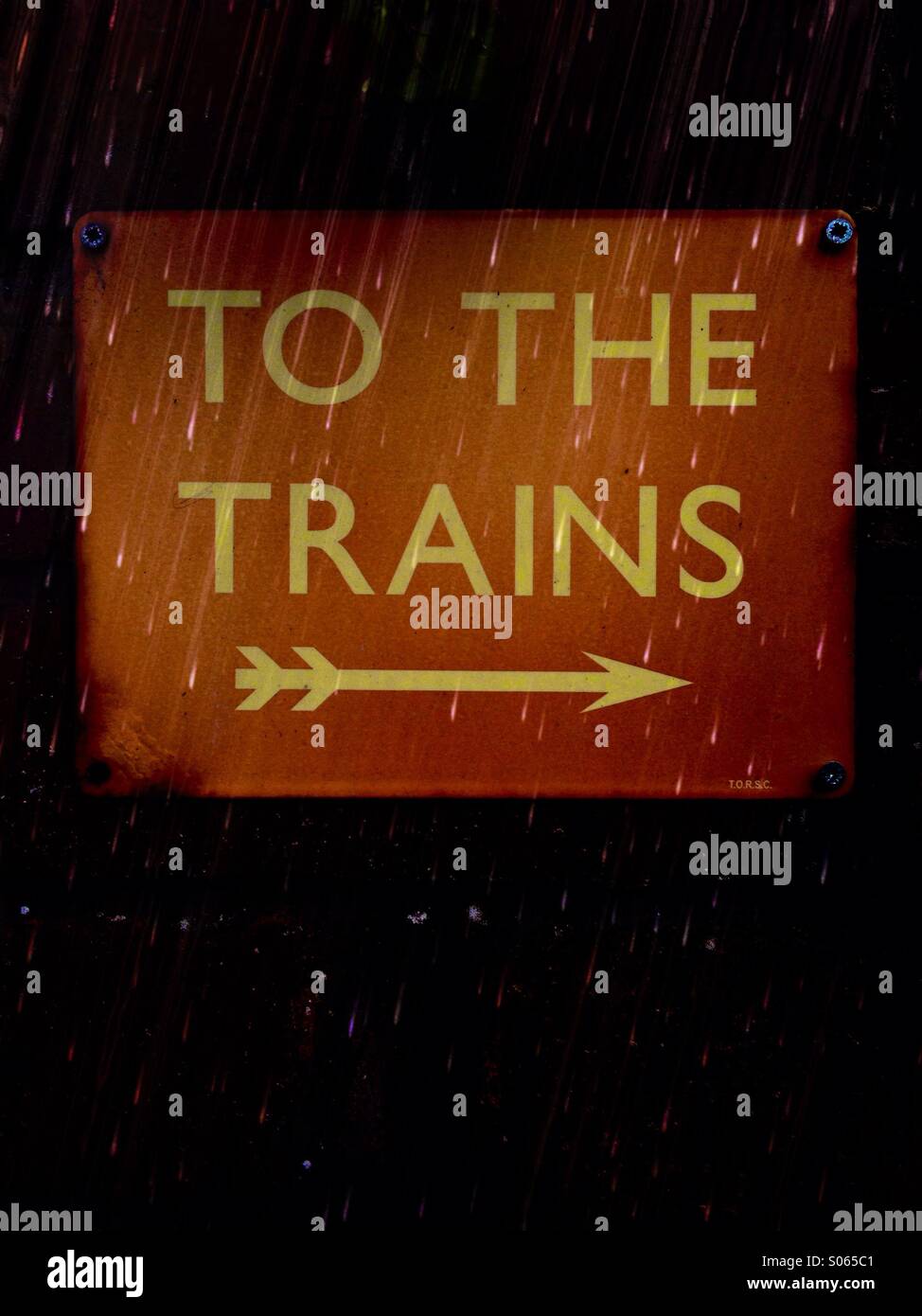 Close up of a to the trains sign Stock Photo