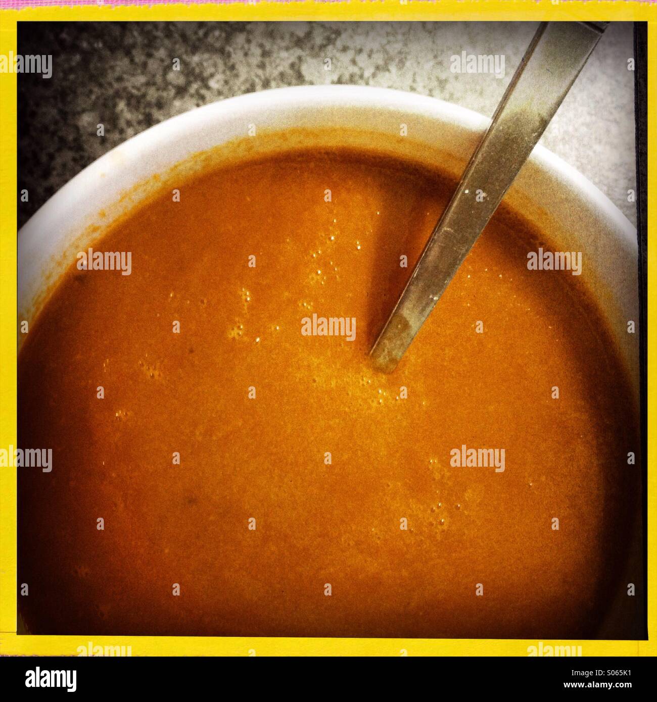 Bowl of tomato soup Stock Photo