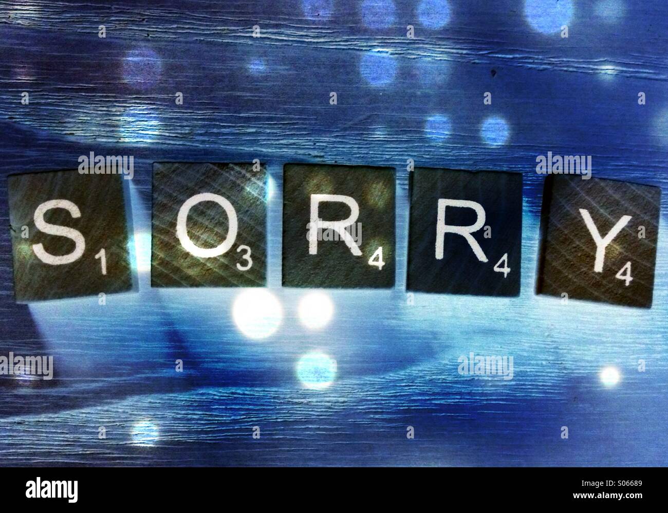 Letters spelling the word sorry - Smartphone Captured Stock Image