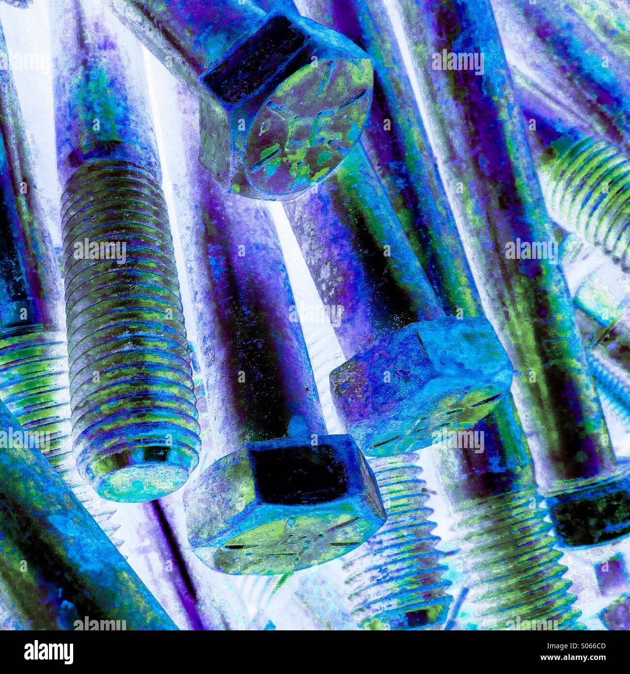 Metal bolts in a box. - Smartphone Captured Stock Image