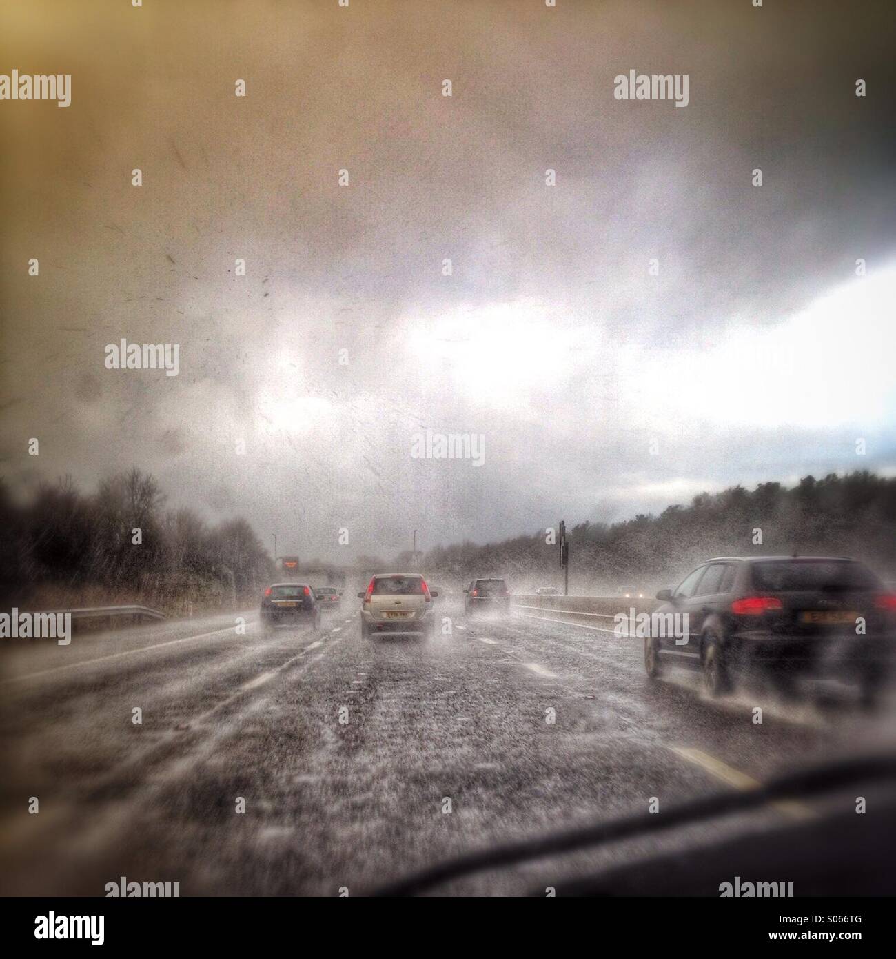 Driving in a storm Stock Photo Alamy