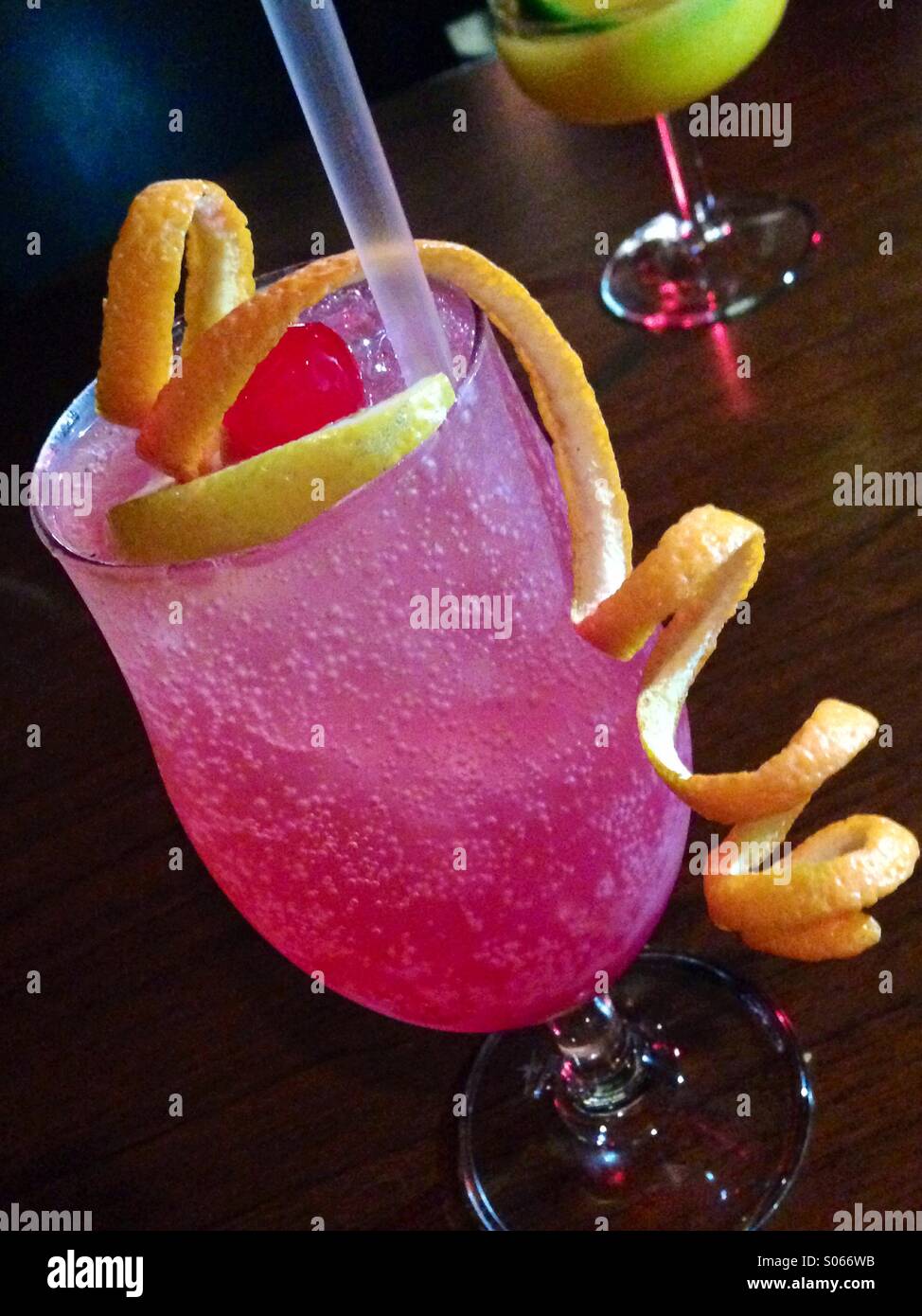 Close up of a cocktail drink on a table. - Smartphone Captured Stock Image