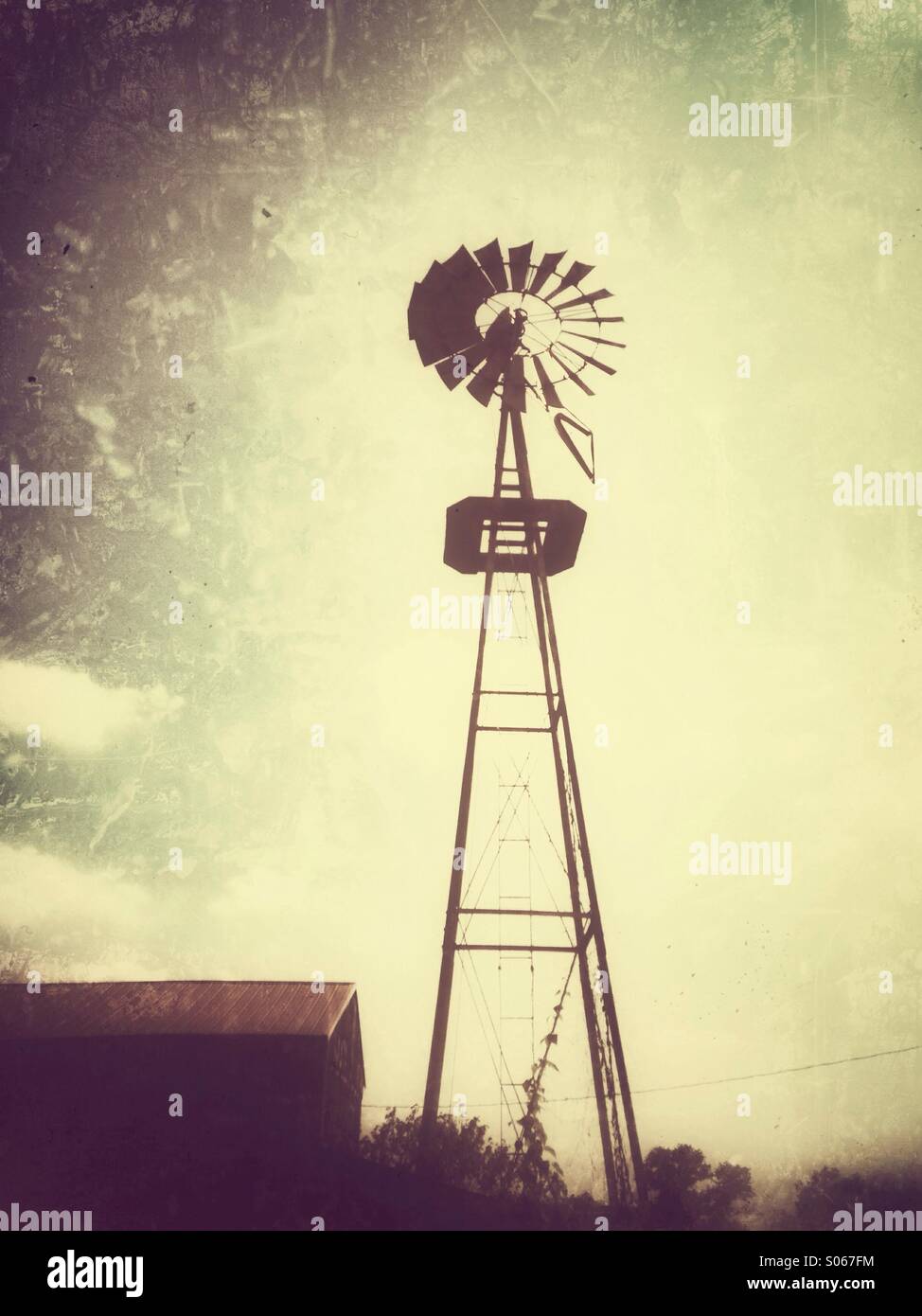 A windmill in sepia. - Smartphone Captured Stock Image