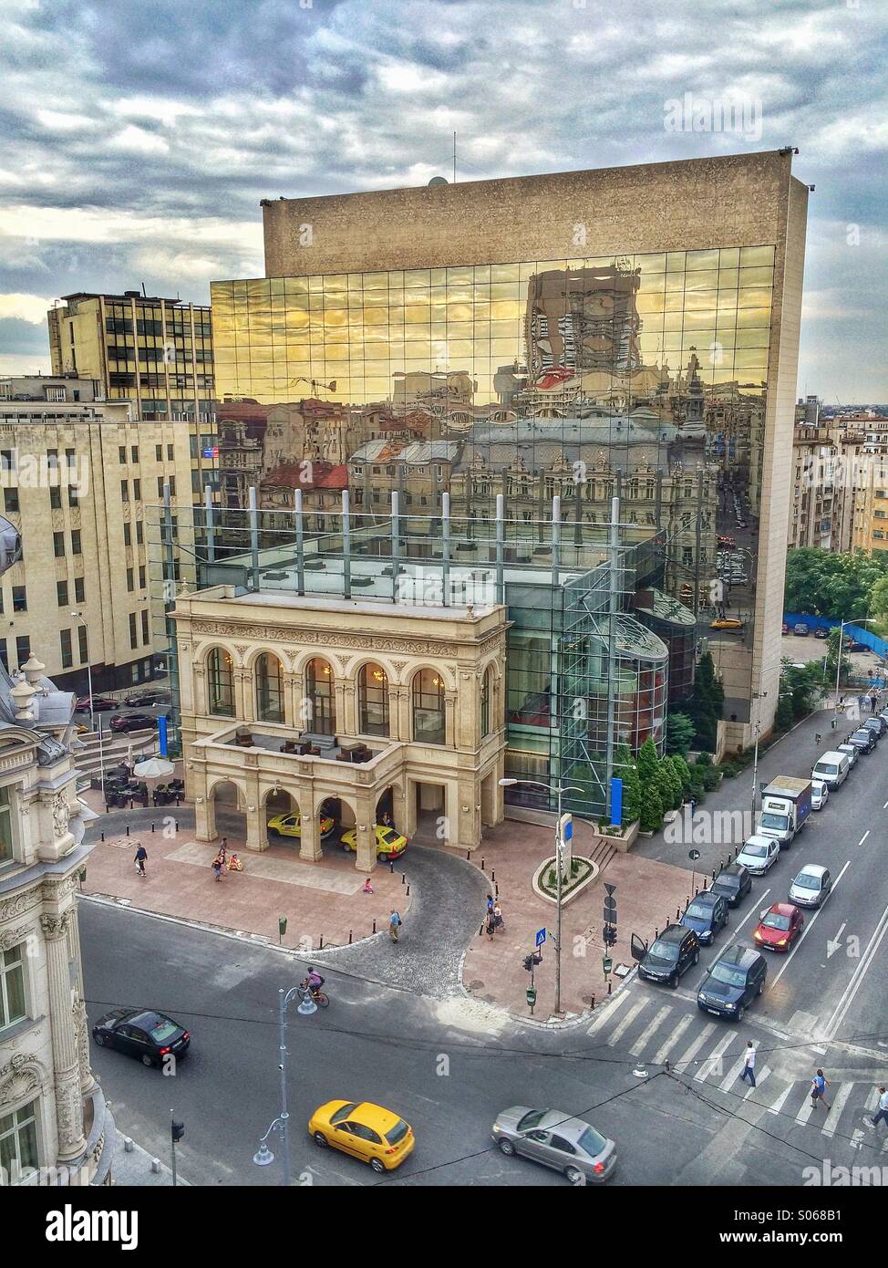 Bucharest, Calea Victoriei between present and past, beautiful view - Smartphone Captured Stock Image
