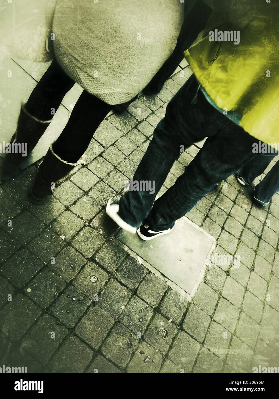 People walking along a street - Smartphone Captured Stock Image