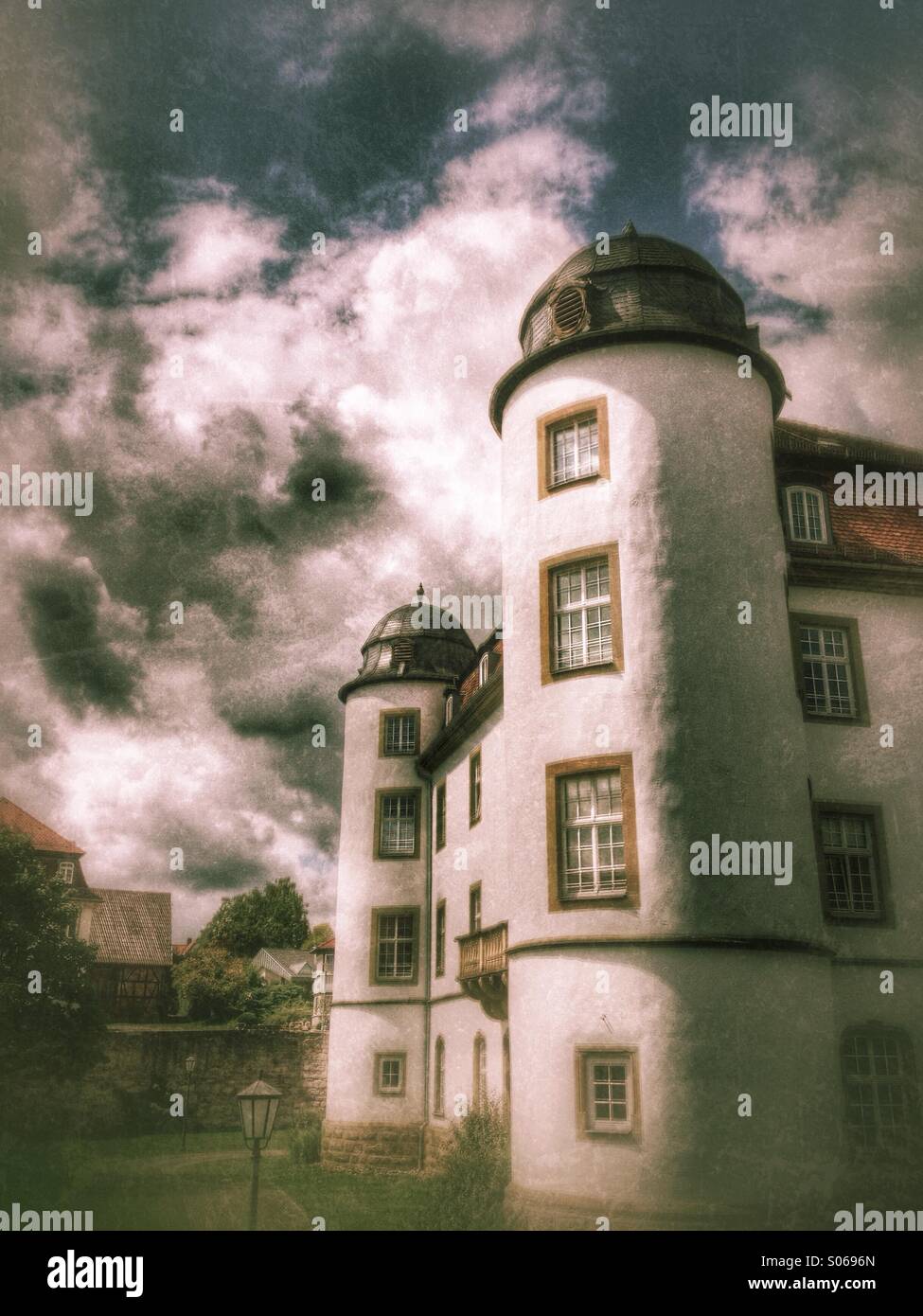 German baroque castle. Retro styled postprocessing. - Smartphone Captured Stock Image