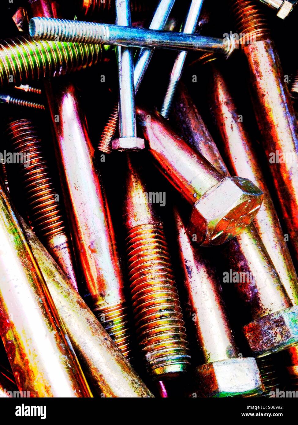 Bolts in a box. - Smartphone Captured Stock Image