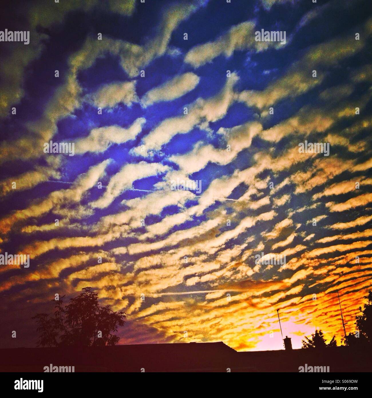Mackerel sky, rare effect in England Stock Photo Alamy