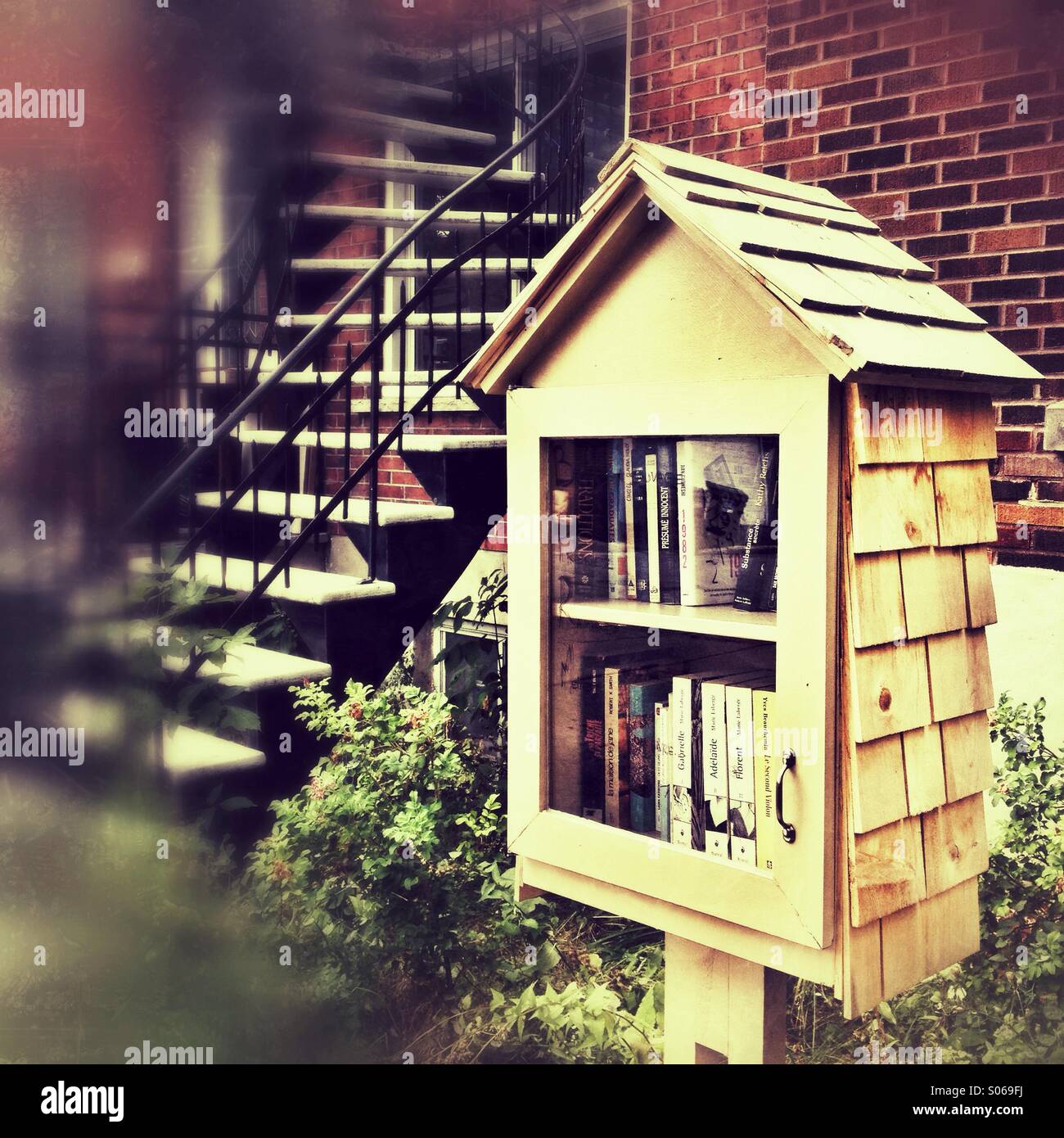 Small free community library - Smartphone Captured Stock Image