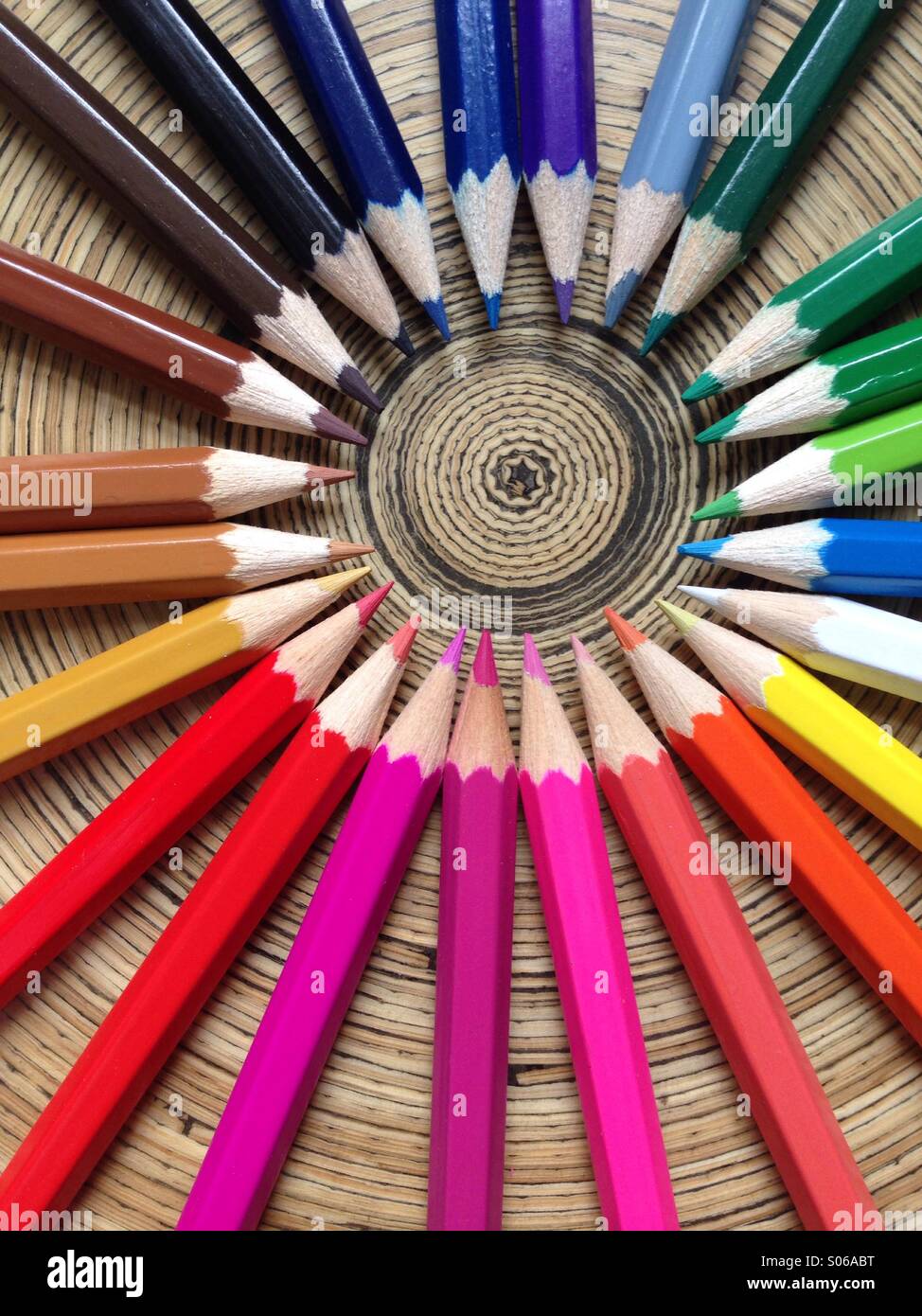Coloured pencils in a circle Stock Photo Alamy