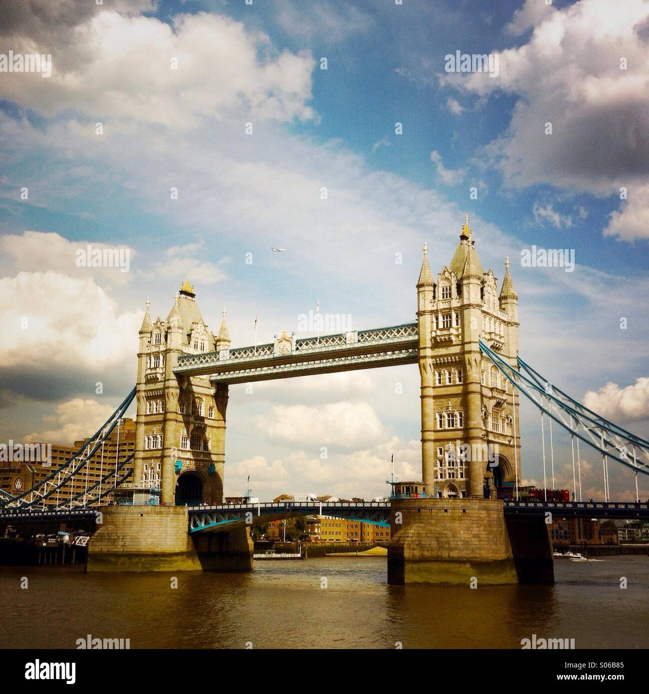 The tower bridge and. Sunny afternoon. London England UK. Stock Photo