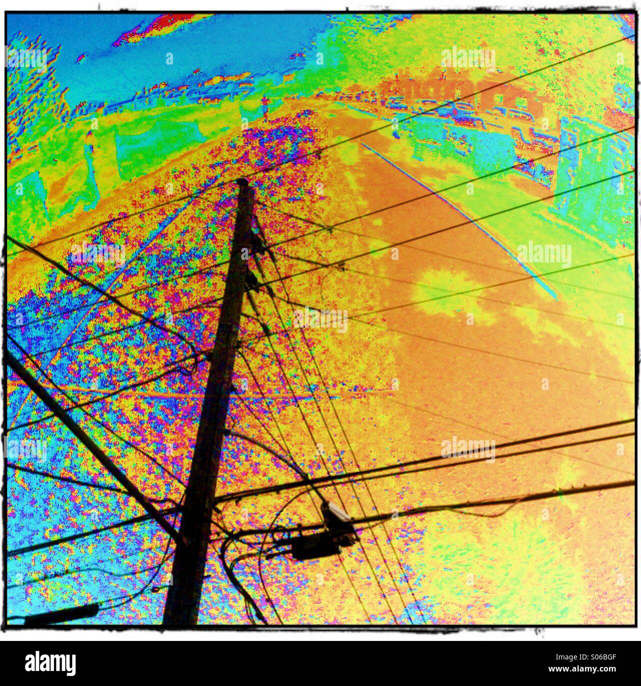 Overhead cables - Smartphone Captured Stock Image