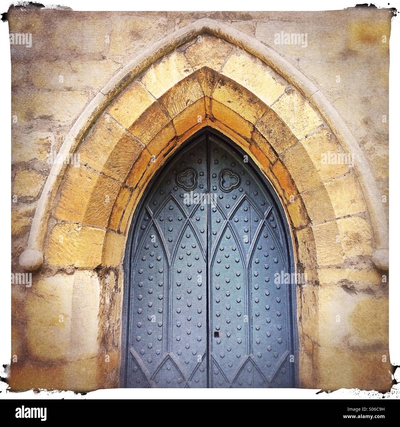 Medieval Arched Doorway And Door England Uk Stock Photo