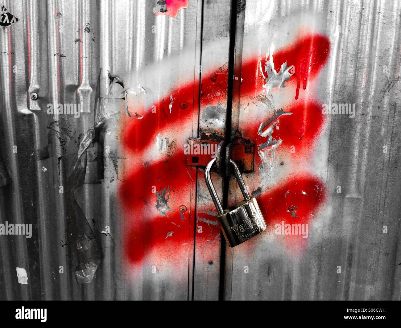 Padlock graffiti Athens Stock Photo