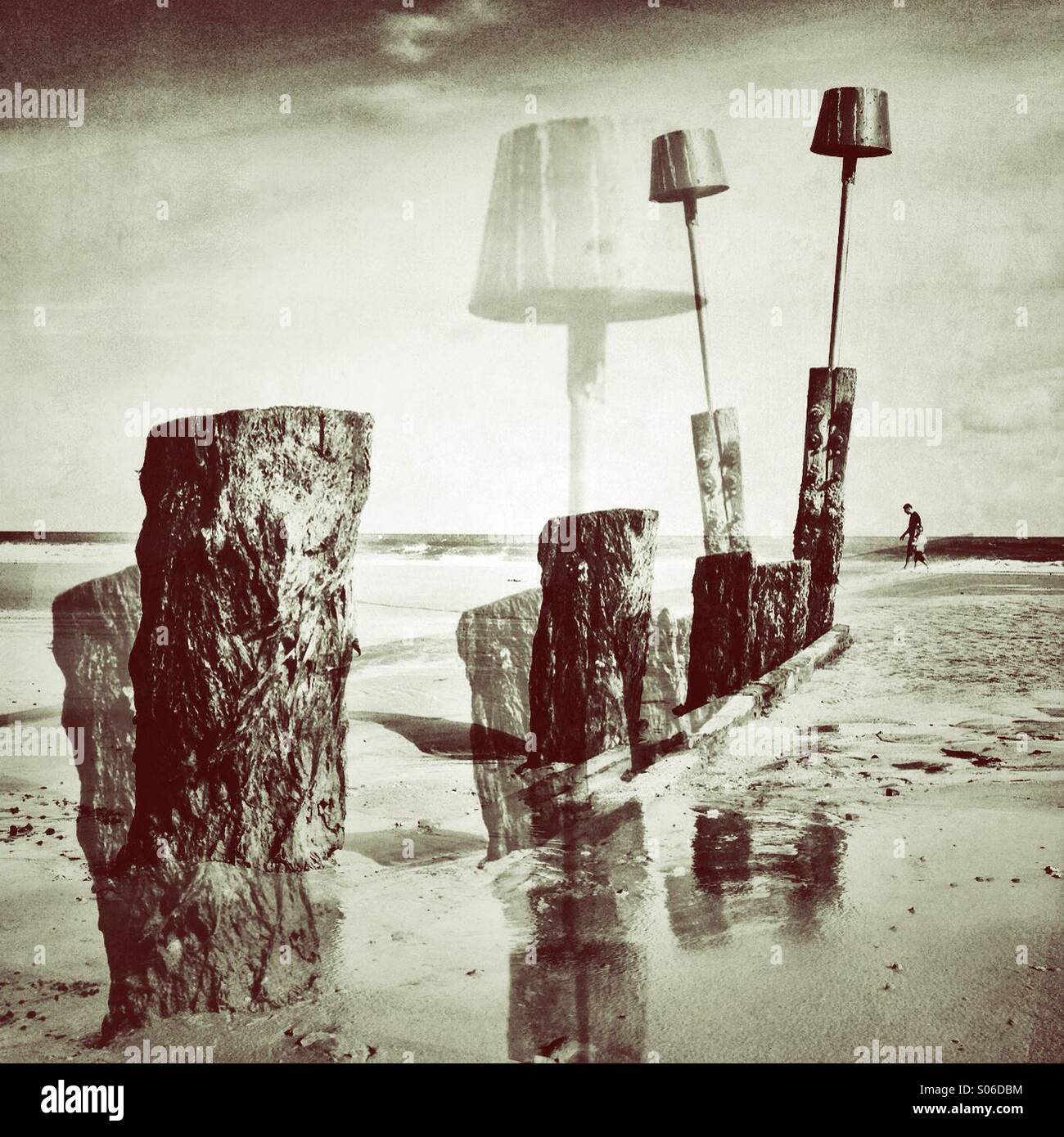 Groynes at Bournemouth Beach - Smartphone Captured Stock Image
