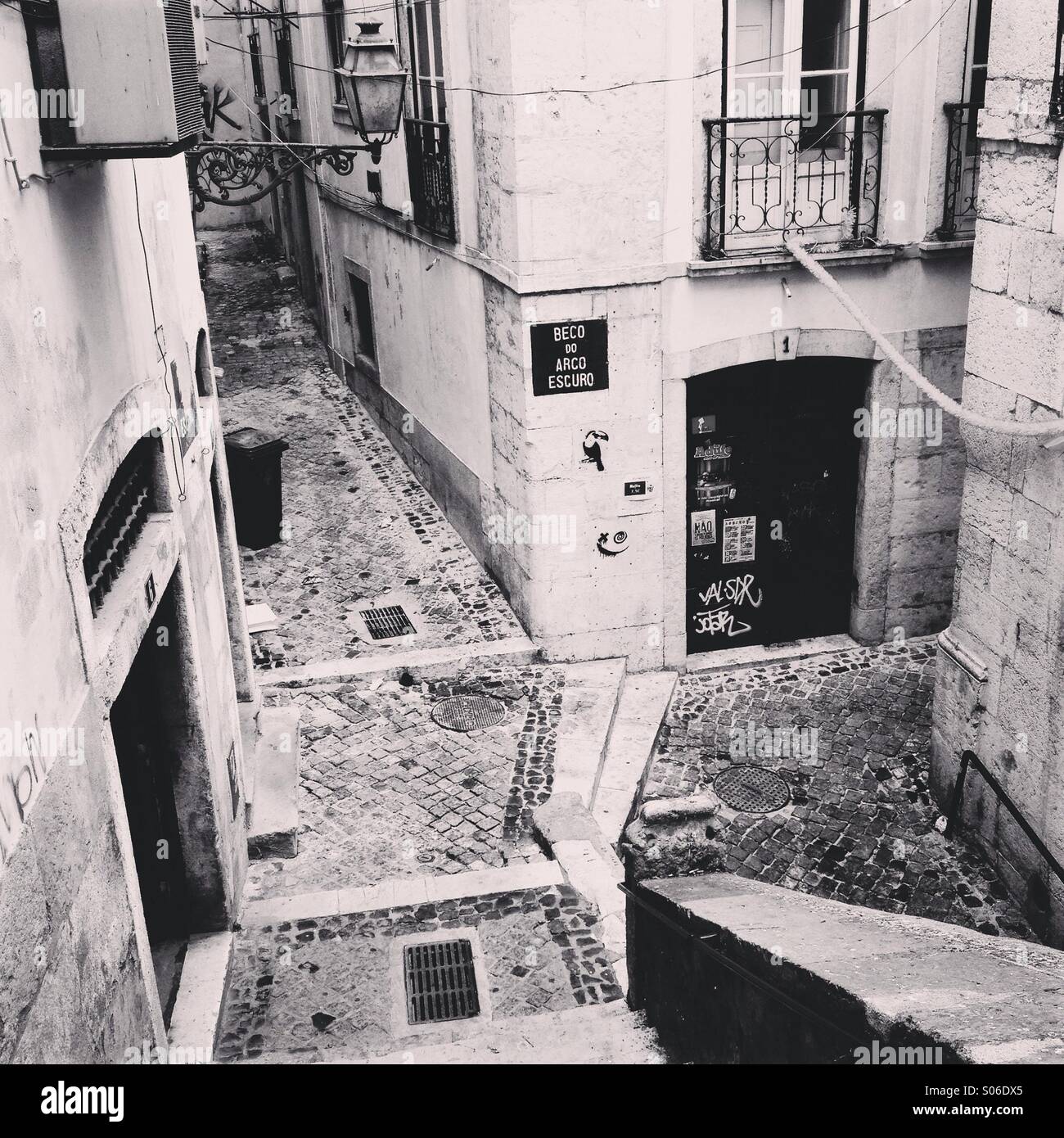 Paved street in Alfama, Lissabon - Smartphone Captured Stock Image