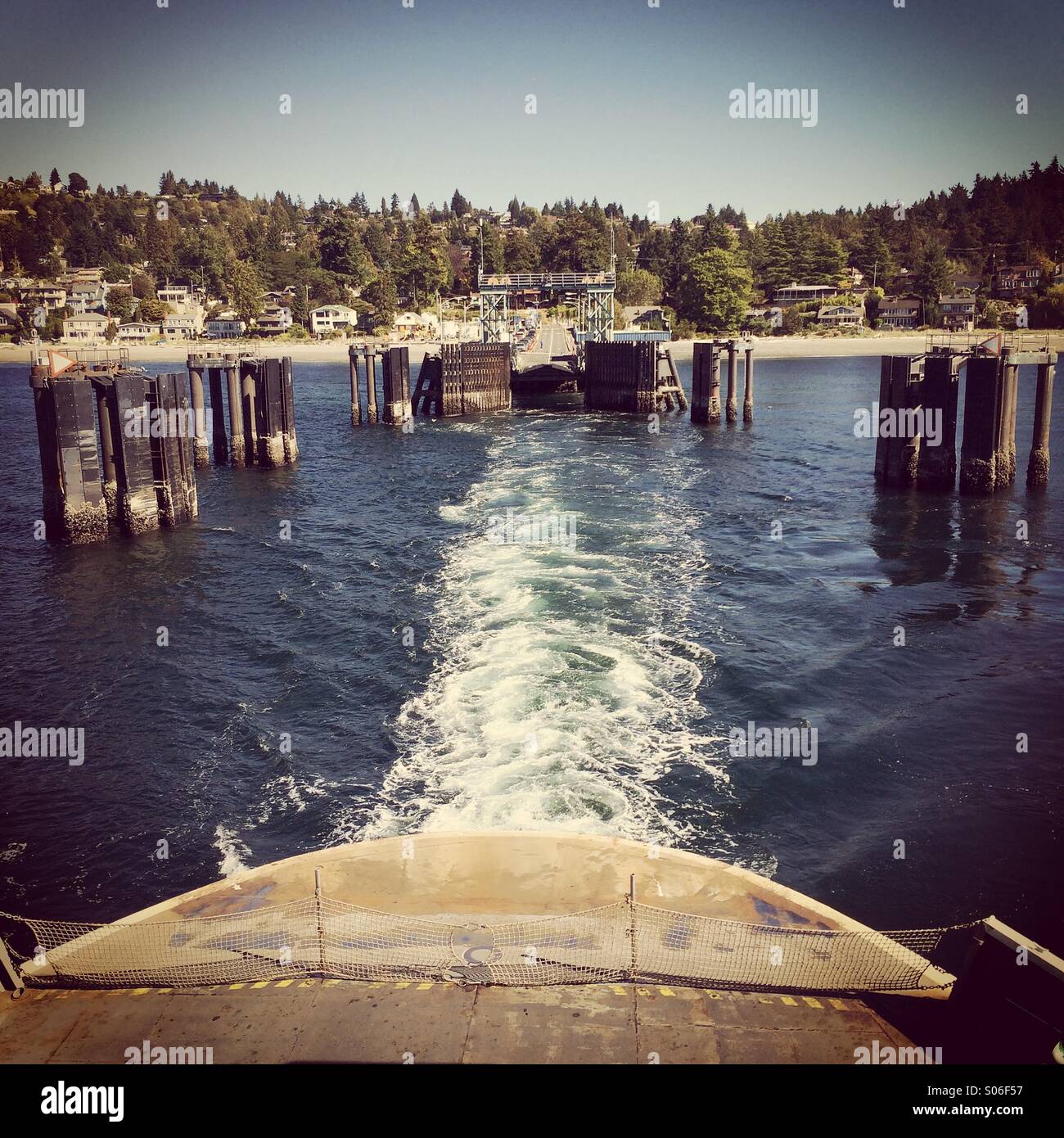 Ferry dock, Fauntleroy, Seattle, Puget Sound, Washington - Smartphone Captured Stock Image