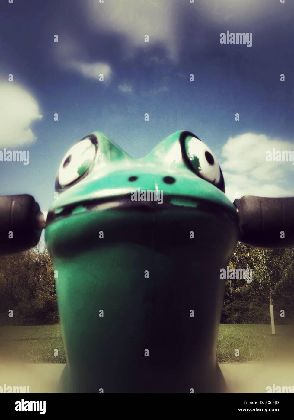 Dreamy frog at the playground. - Smartphone Captured Stock Image
