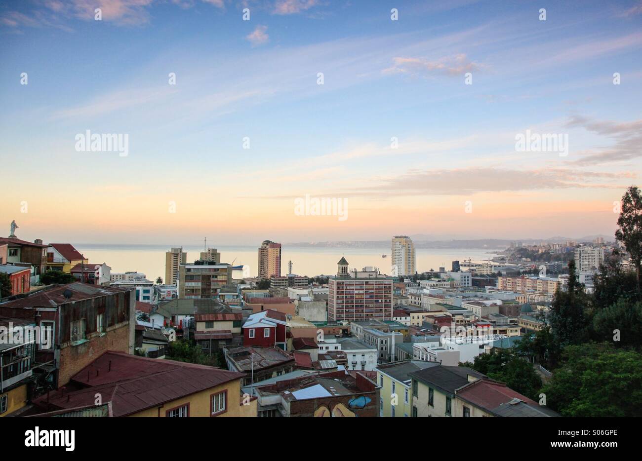 Sunset over Valparaiso, Chile, South America - Smartphone Captured Stock Image
