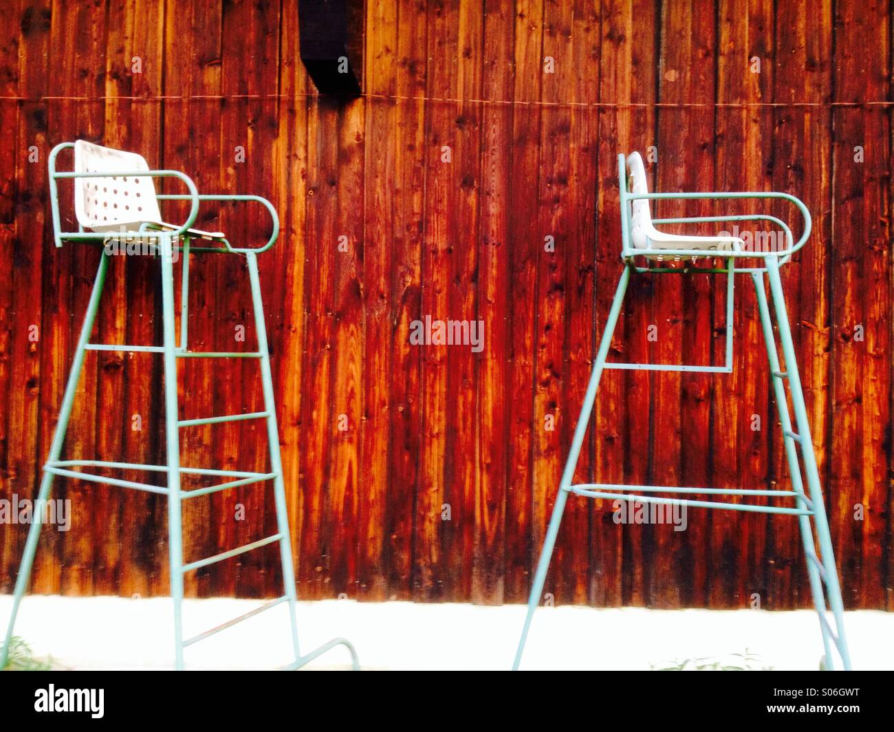 Umpire chairs at tennis club - Smartphone Captured Stock Image