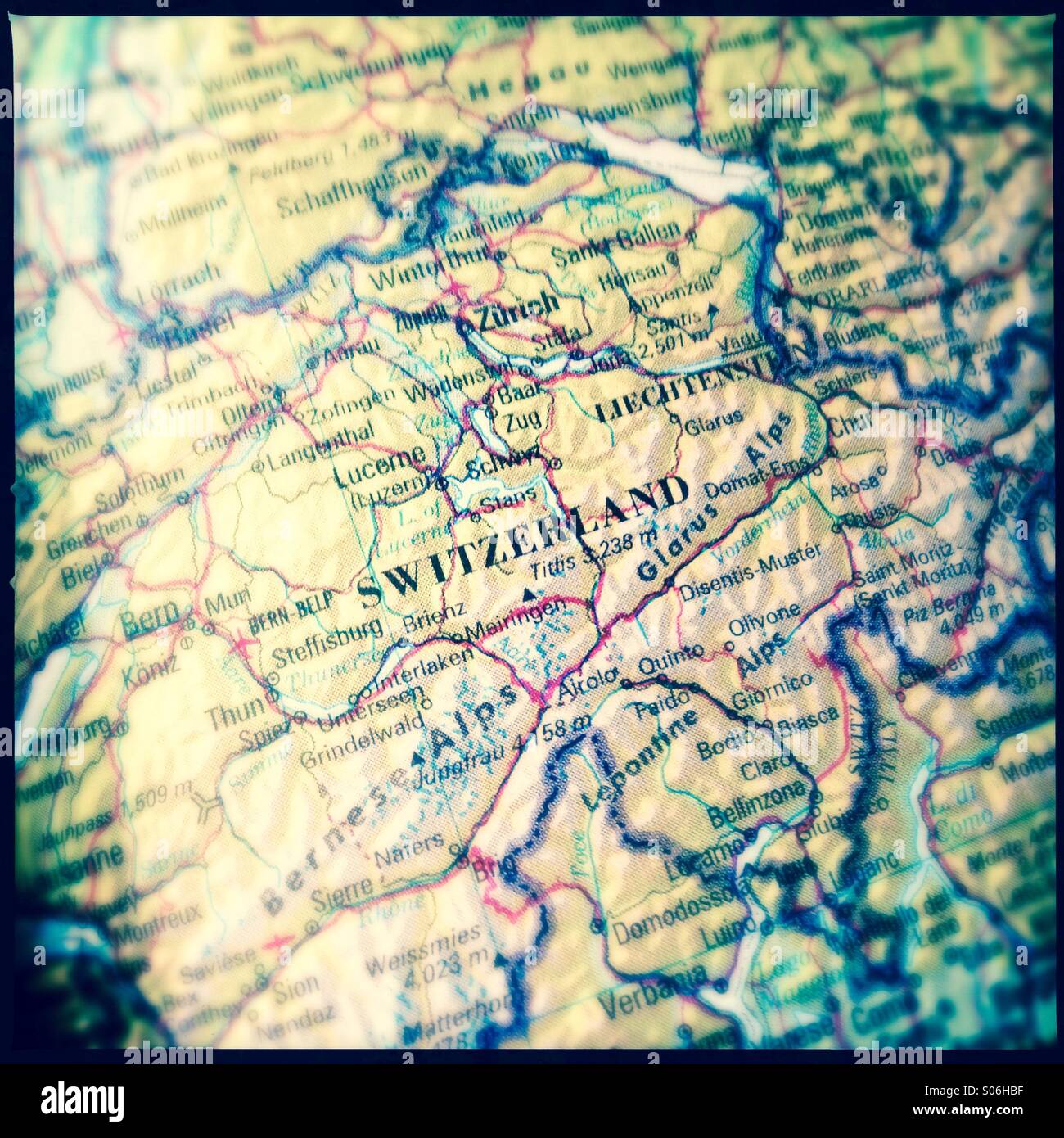 map of switzerland and europe