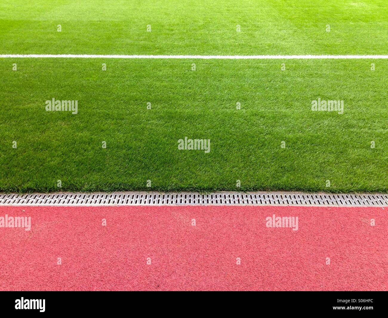 Sideline on a football field Stock Photo
