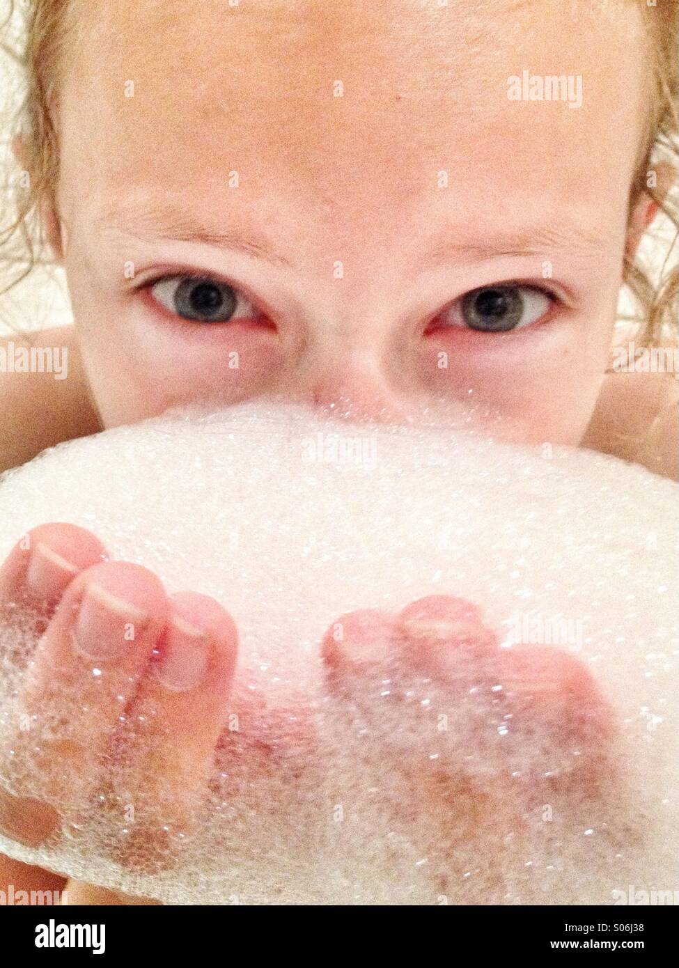 Girl with bubbles Stock Photo Alamy
