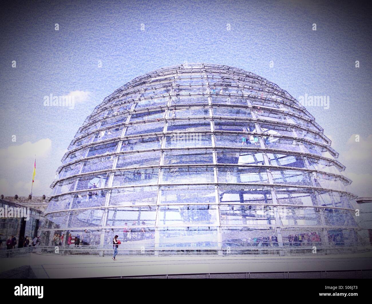 View of glass dome roof above Reichstag parliament building in Berlin Germany - Smartphone Captured Stock Image