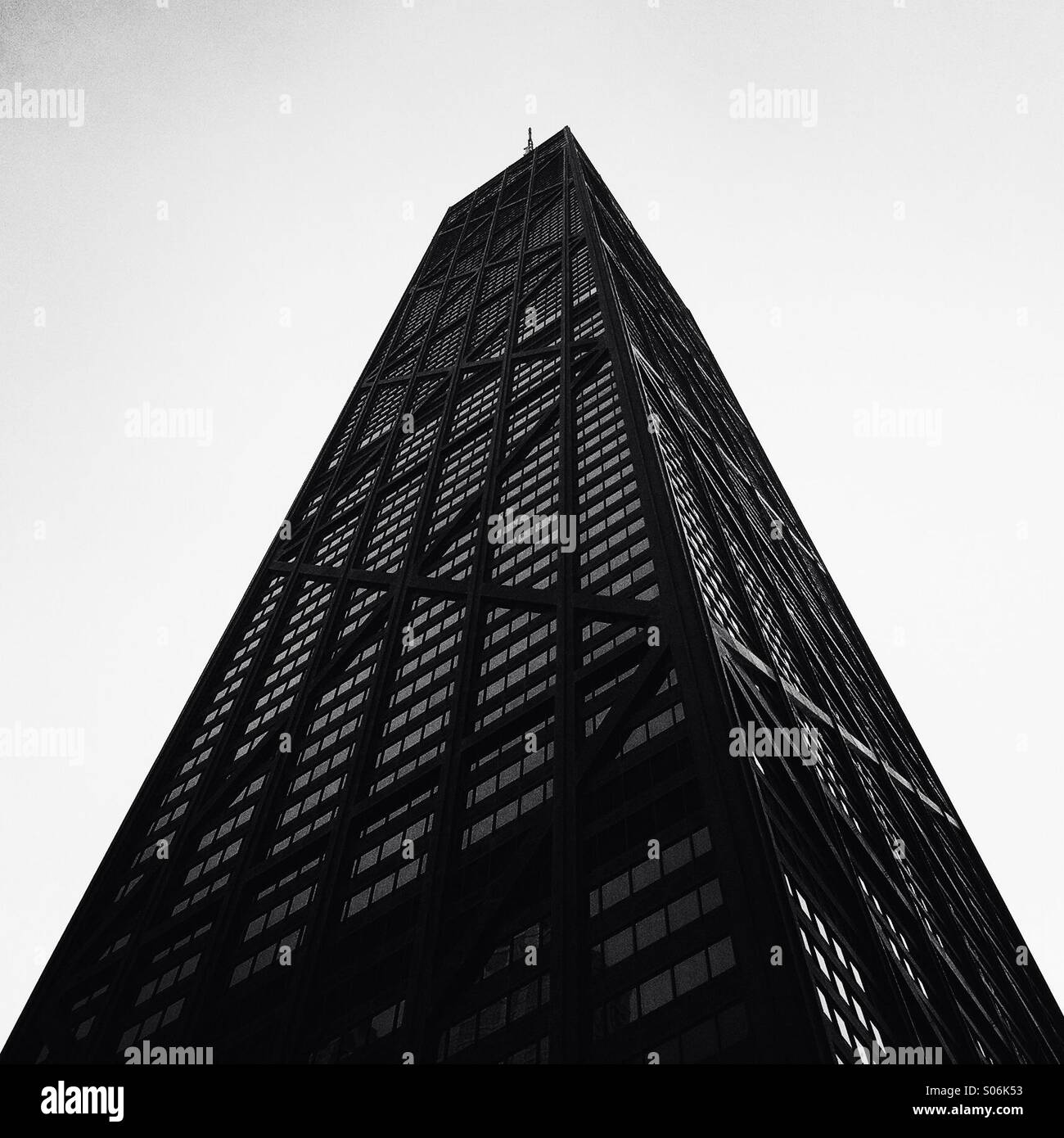 Looking up at the John Hancock building. Chicago Illinois, USA. - Smartphone Captured Stock Image
