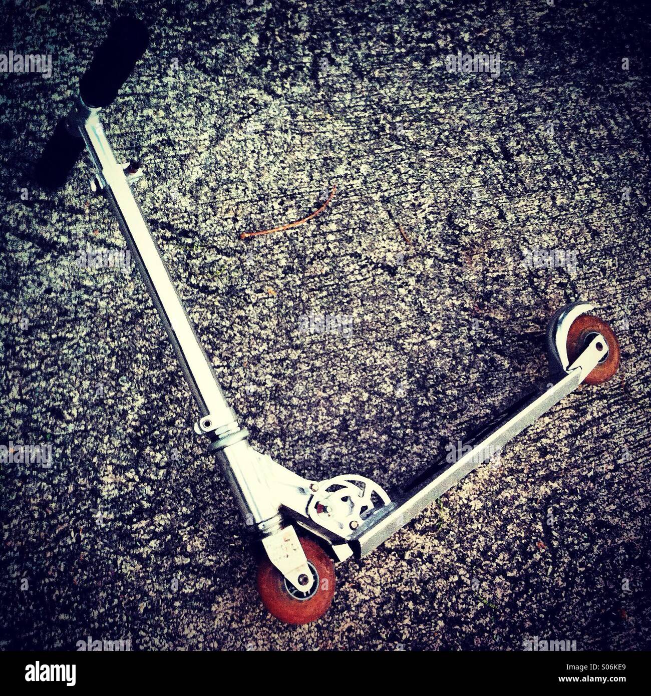 Scooter on the concrete ground floor - Smartphone Captured Stock Image