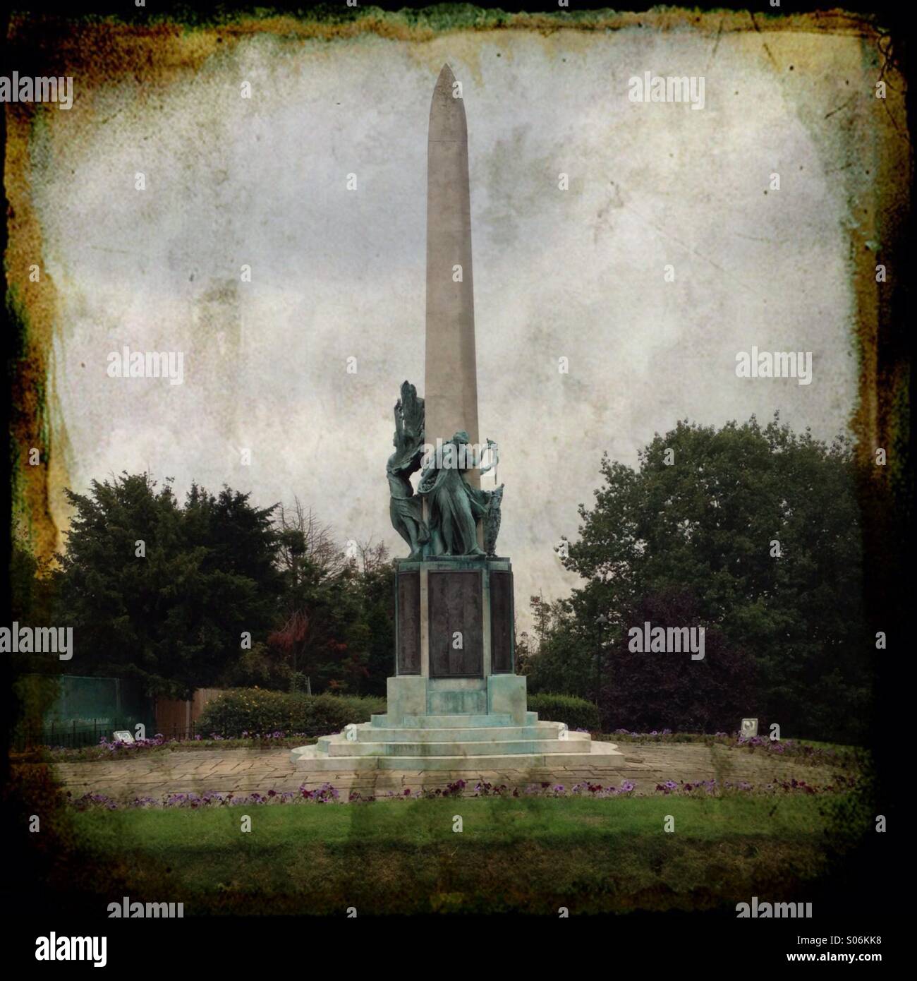 Distressed photograph of War memorial. - Smartphone Captured Stock Image