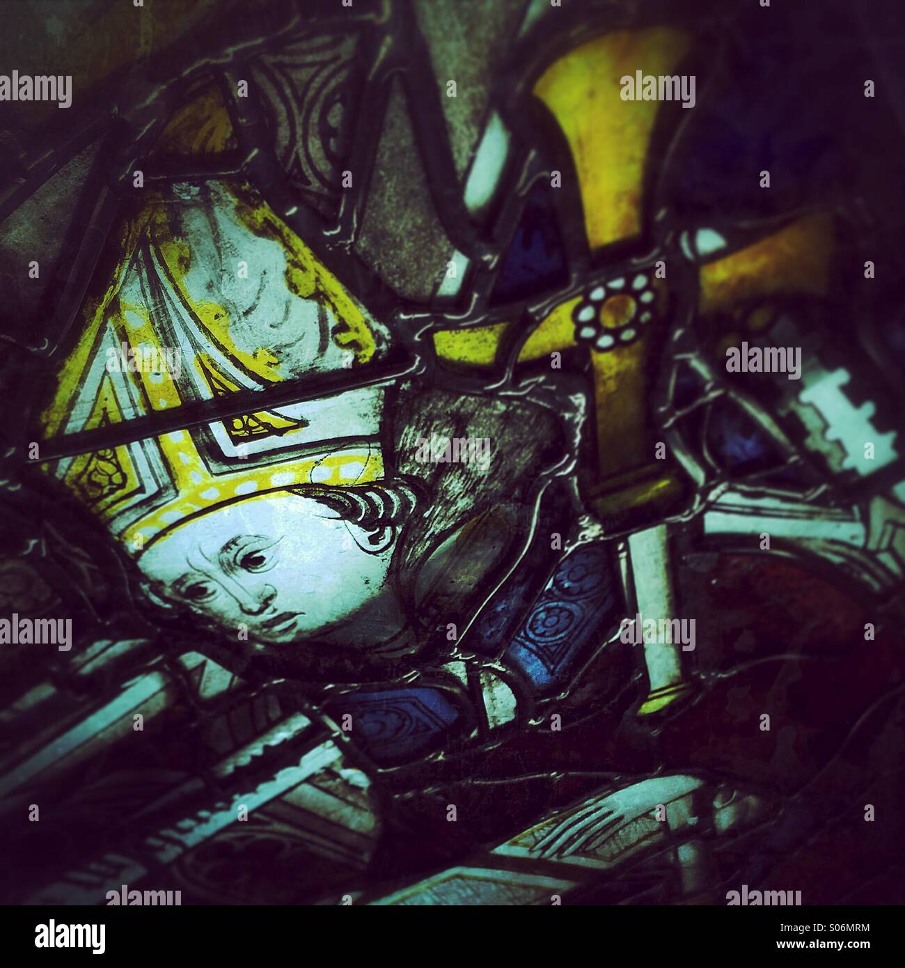 Stained Glass Restoration - Smartphone Captured Stock Image