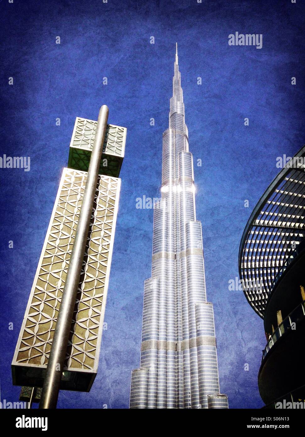 Burj Khalifa tower at Dubai Mall in Dubai UAE - Smartphone Captured Stock Image