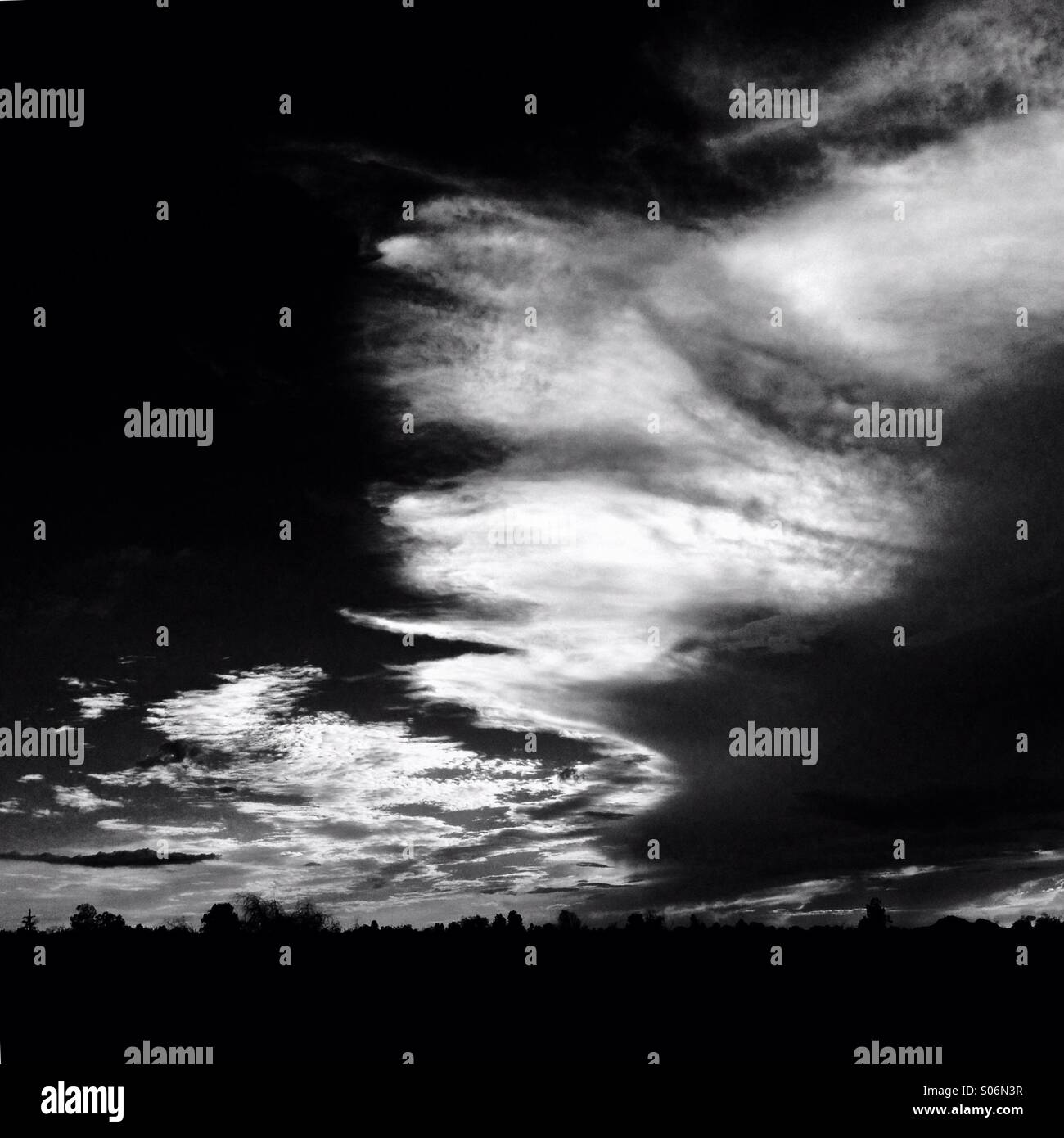 Monsoon clouds grace the sky over the Sonoran Desert, Tucson, Arizona, USA. - Smartphone Captured Stock Image