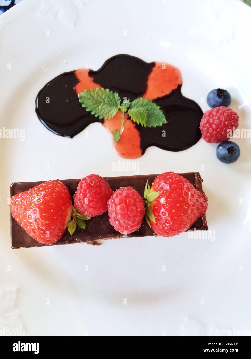 Strawberry with chocolate cake Stock Photo - Alamy