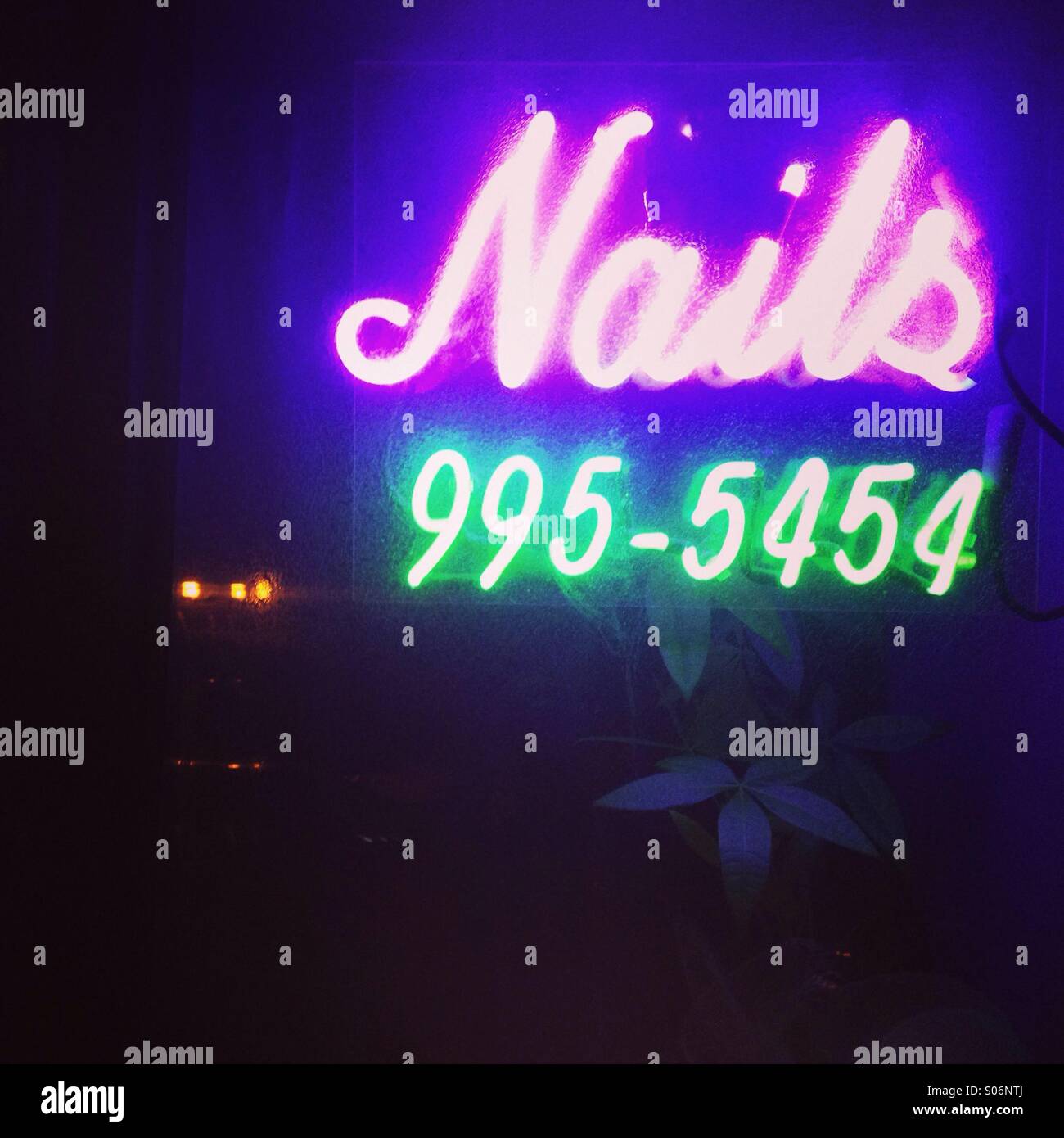 Neon sign, NYC Stock Photo Alamy