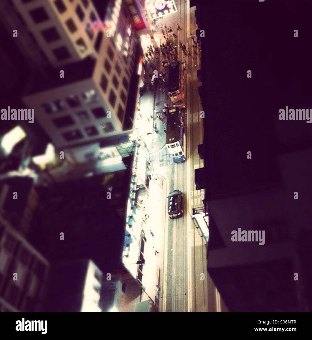 Tramway of Hong Kong view from the top by night - Smartphone Captured Stock Image
