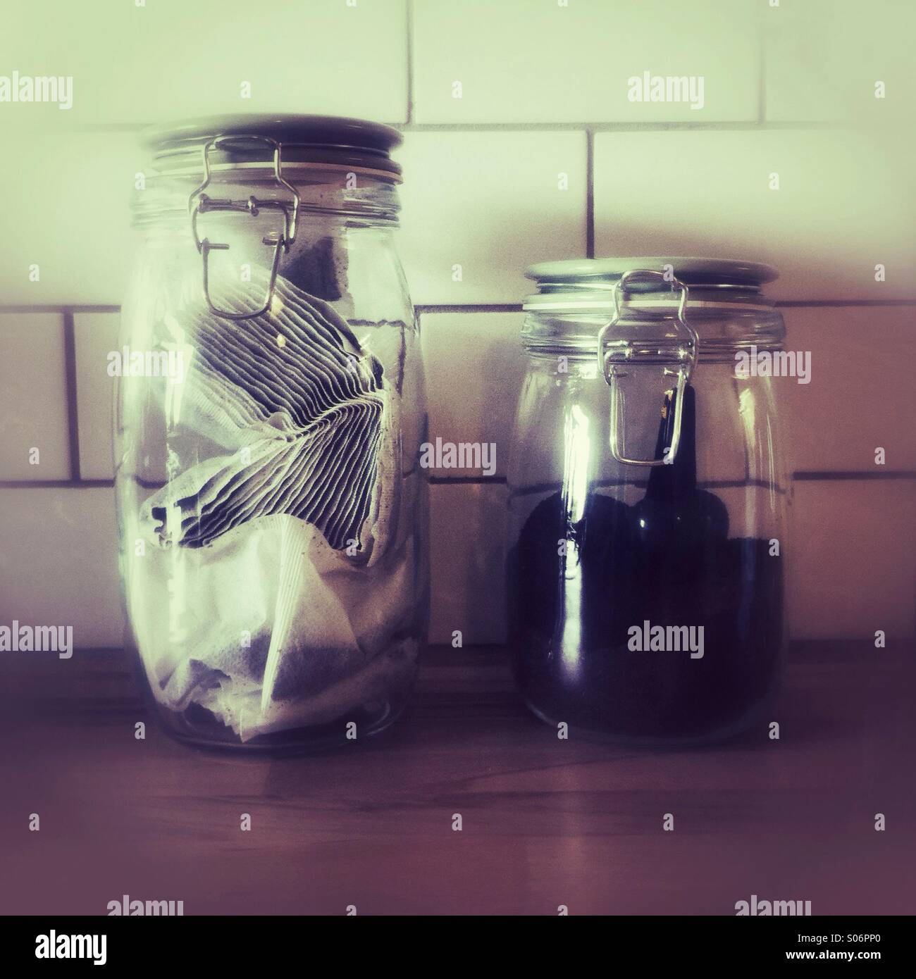Jars of tea and coffee - Smartphone Captured Stock Image