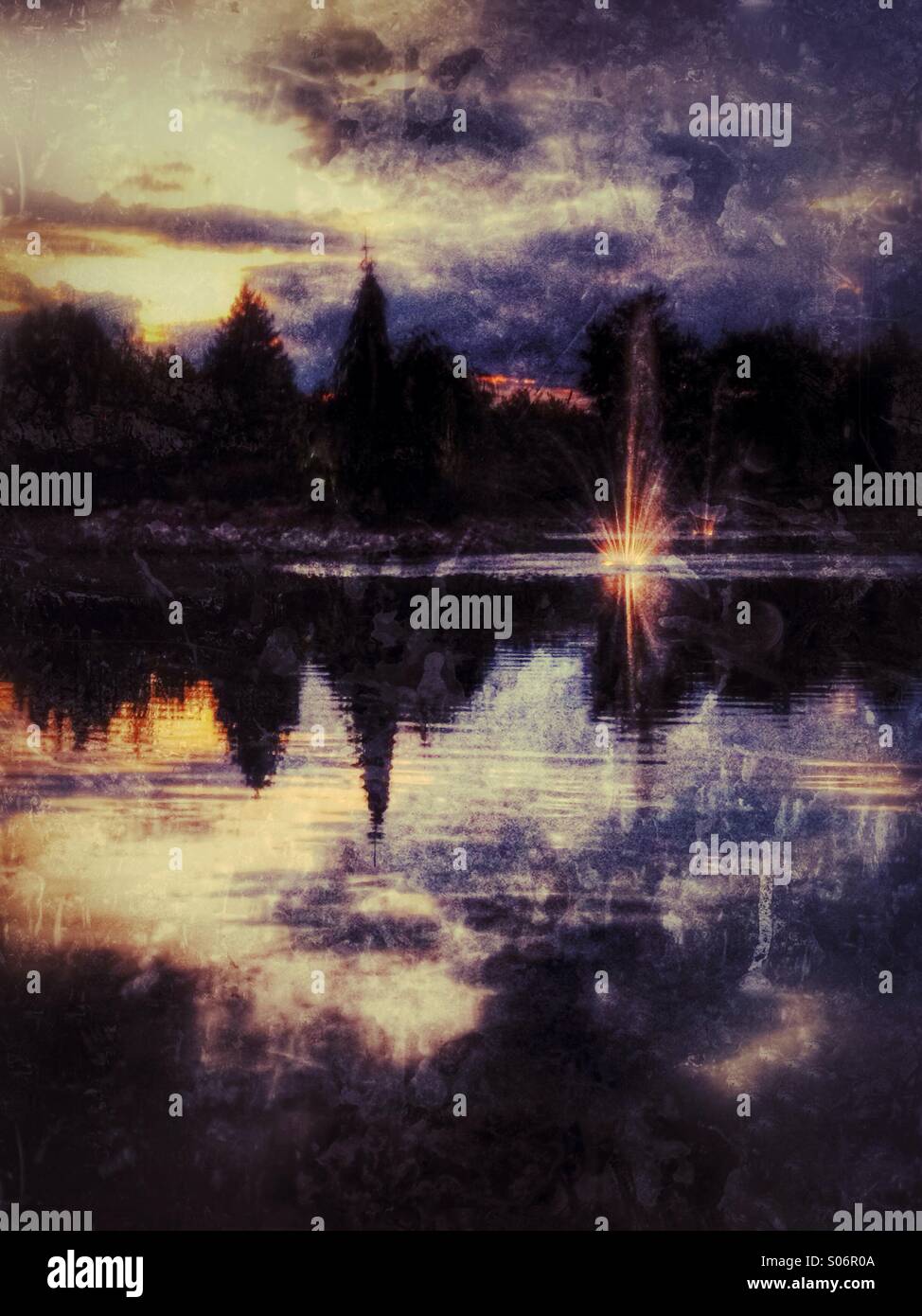 Lights on the lake. - Smartphone Captured Stock Image