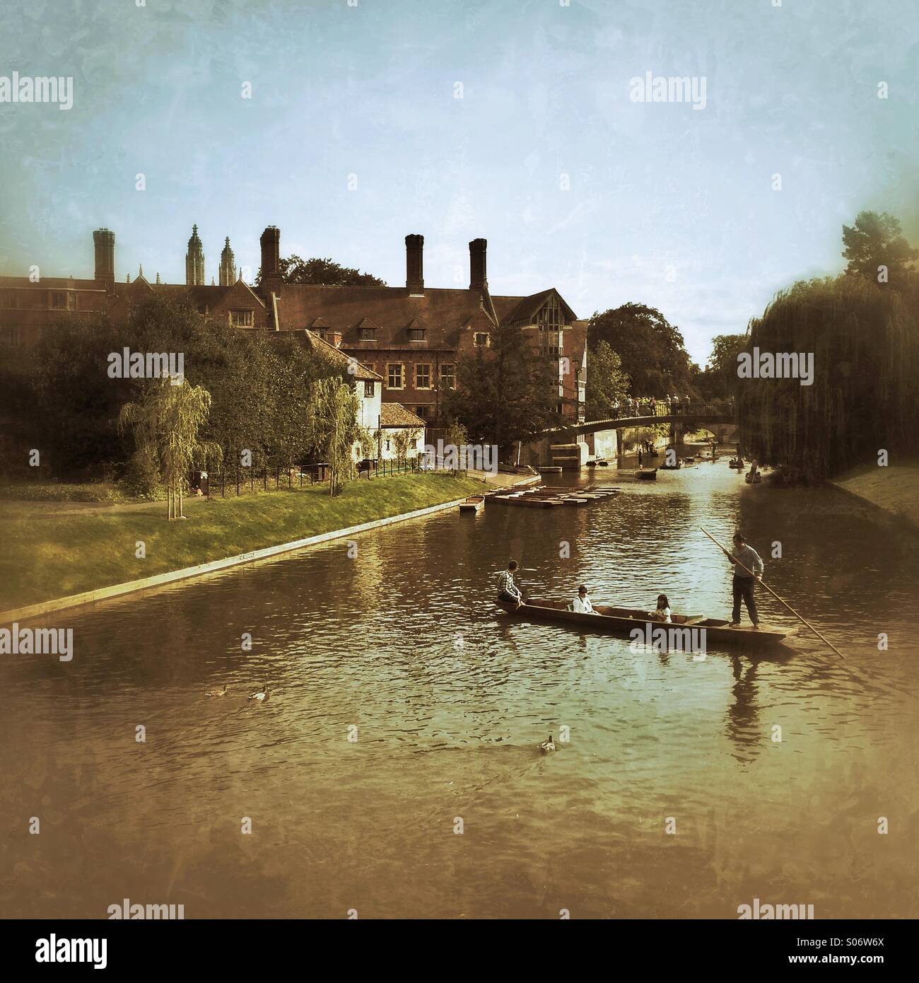 Cambridge, UK, River Cam riverside scene - Smartphone Captured Stock Image