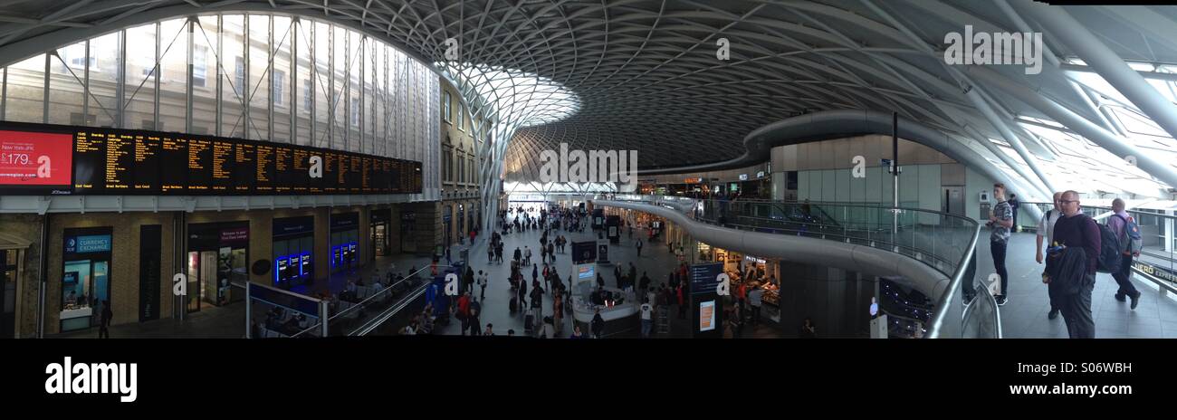 Panoramic internal view of Kings Cross Station - Smartphone Captured Stock Image